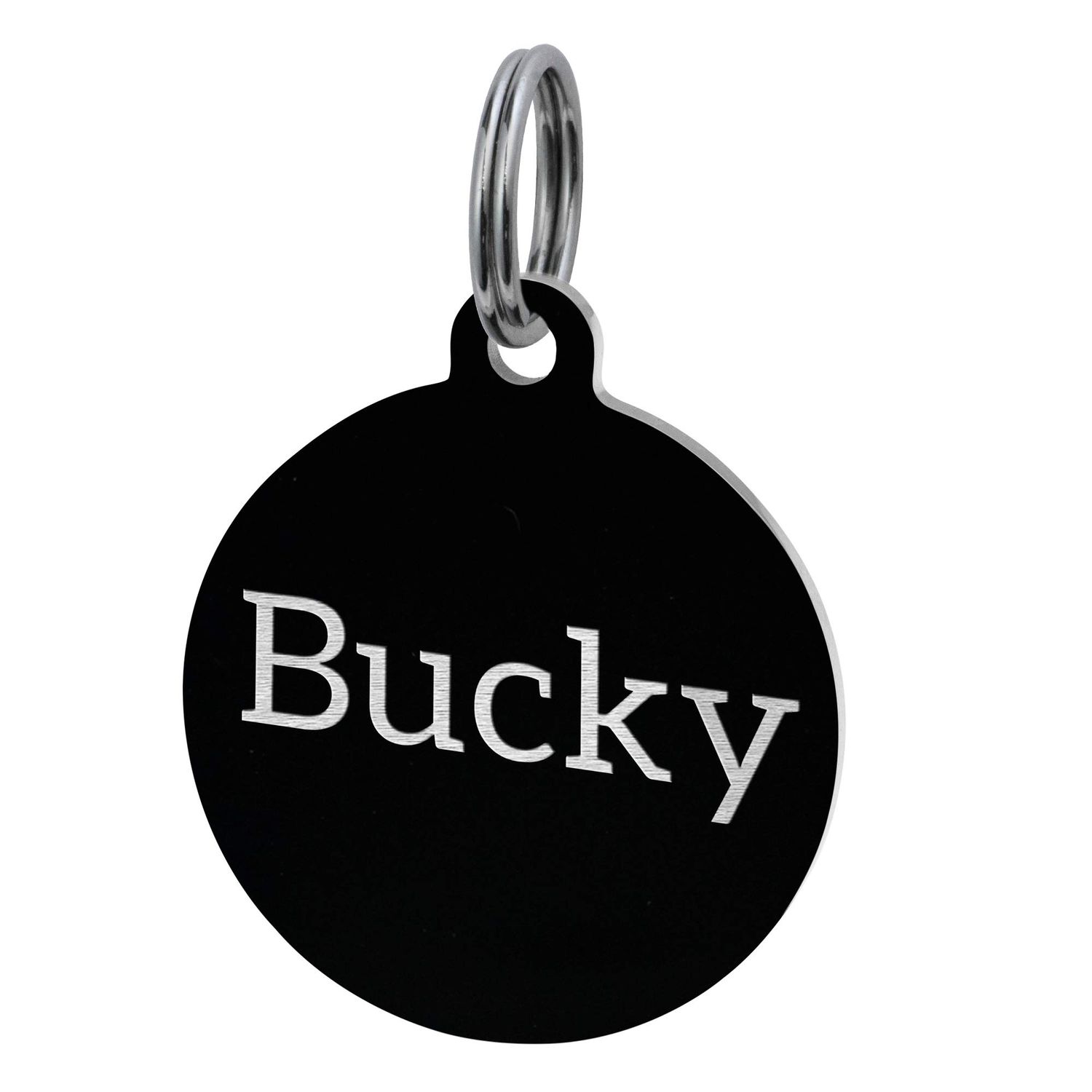 Dreambell Black IP Stainless Steel 25mm Personalized Custom Round Pet Id Tags Dog & Cat with Split Ring