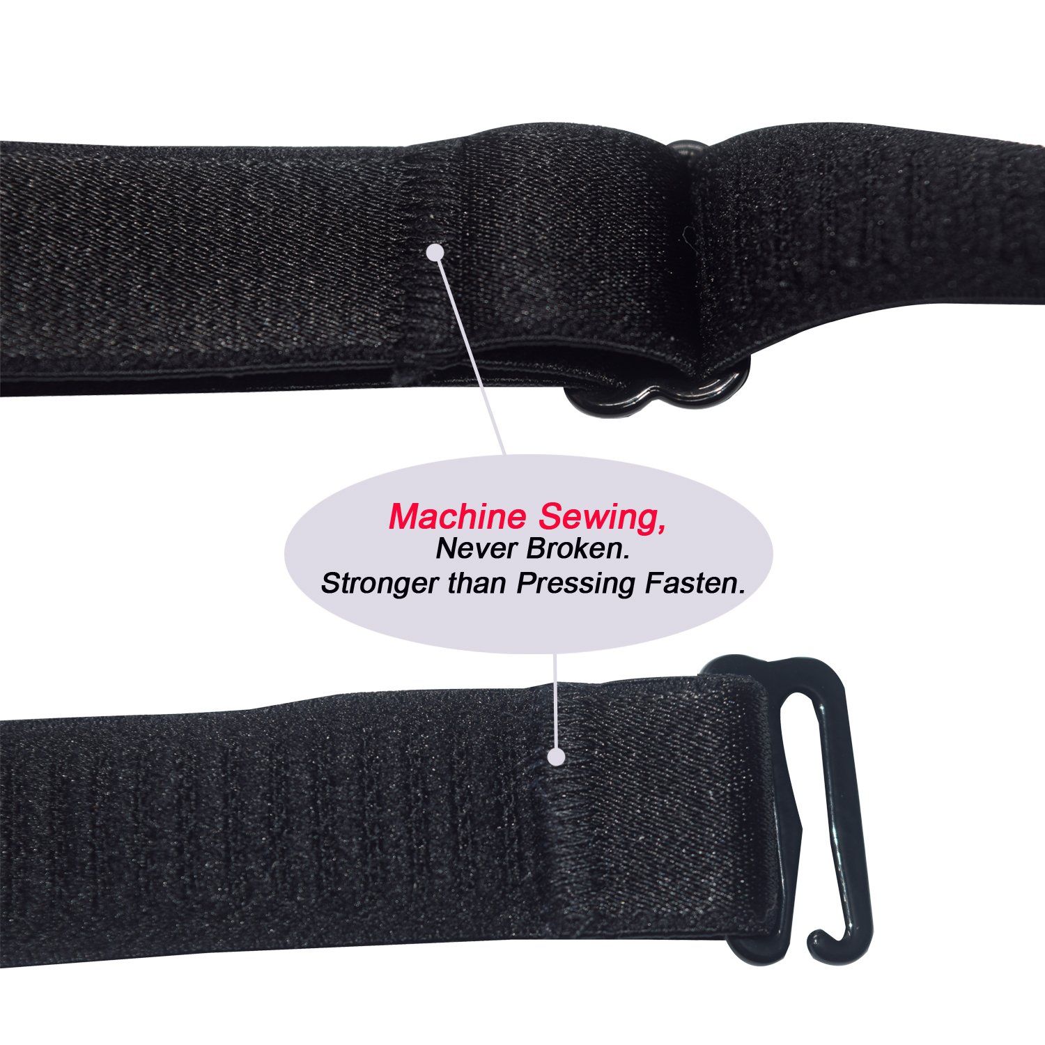 DoHope 18mm Width Band Shoulder Bra Straps Elastic Adjustable Black White Beige 3 Pairs
