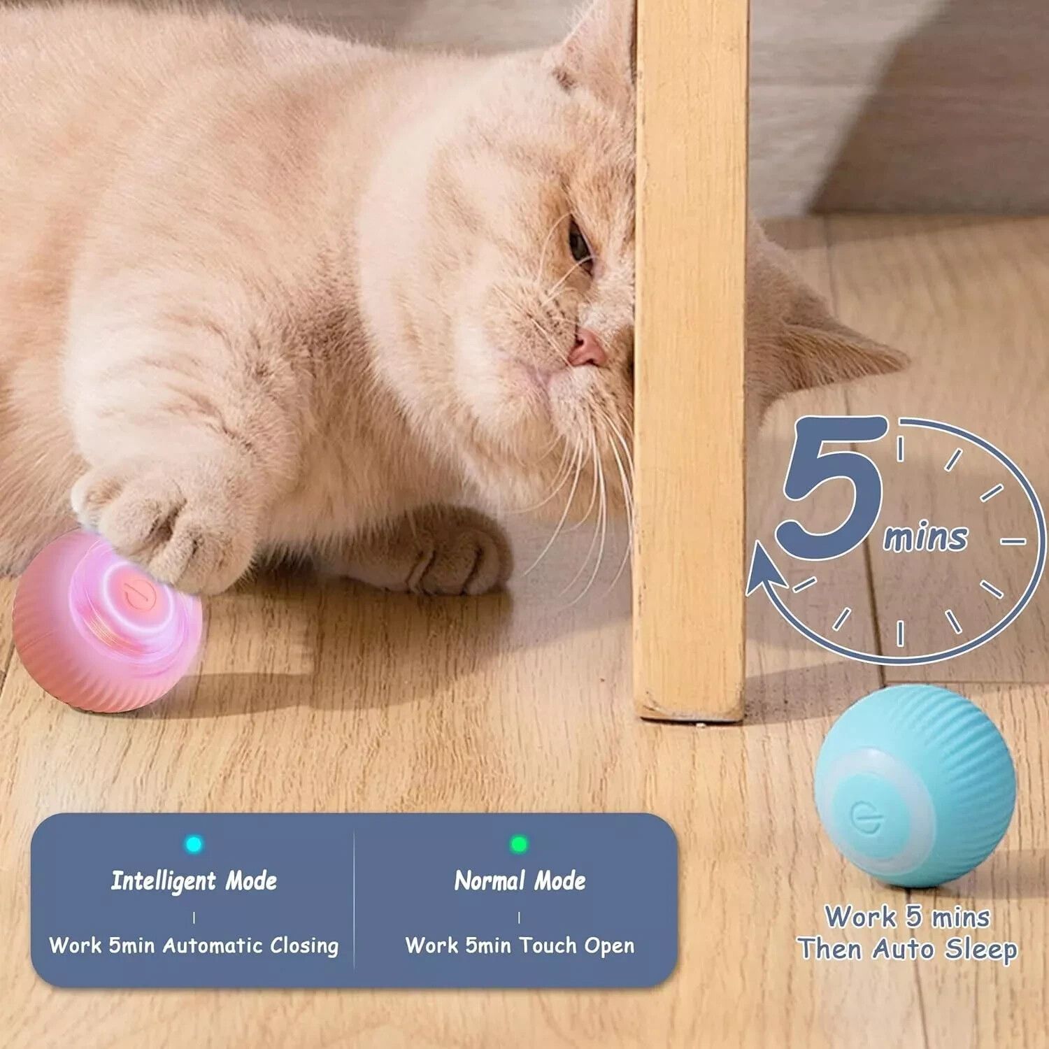 Smart Cats Ball Toys Rolling Ball Interactive Cat Toy Electric (1Pcs)(PINK) New