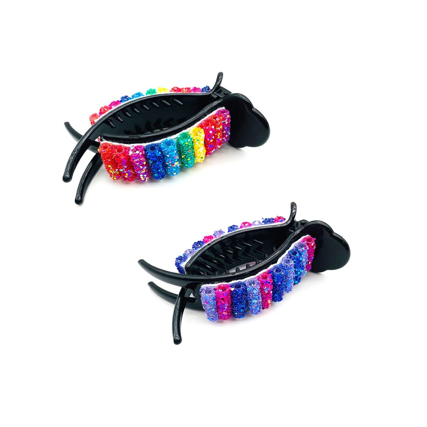 Sequins Lazy Hair Clips Acrylic Ponytail Holder Bundle Hair Claws Women Girls Rainbow Hair Accessories for Thick and Thin Hair