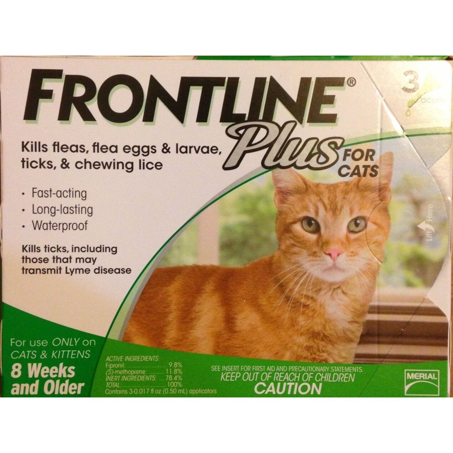 3 FRONTLINE Plus for Cats Flea and Tick Medicine Cat Feline Month Supply Kitten