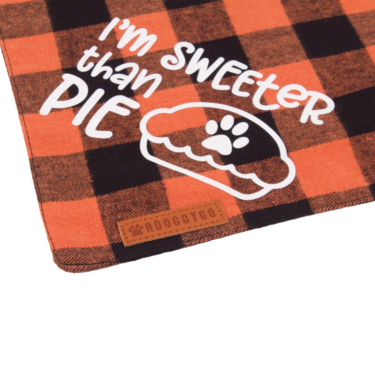 ADOGGYGO Thanksgiving Dog Bandanas, Orange Plaid Pet Scarf, Premium Cotton Fabric, Multiple Sizes Offered, Fall Thanksgiving Bandanas for Large X-Large Dogs Pets (X-Large, Thanksgiving)