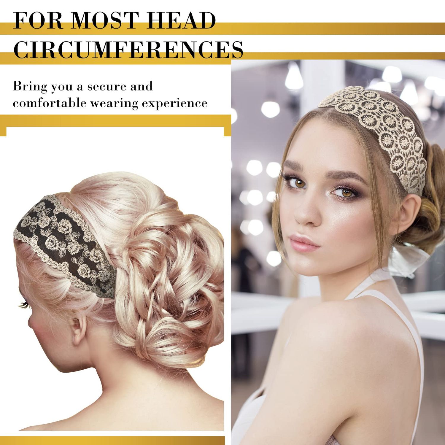 10 Pieces Lace Headbands for Women Elastic Dressy Women Headbands Cute Lace Stretch Headbands Cloth Elegant Headband Women Hair Accessories Headbands Lace Hairbands Wide Headwrap for Girls Teens