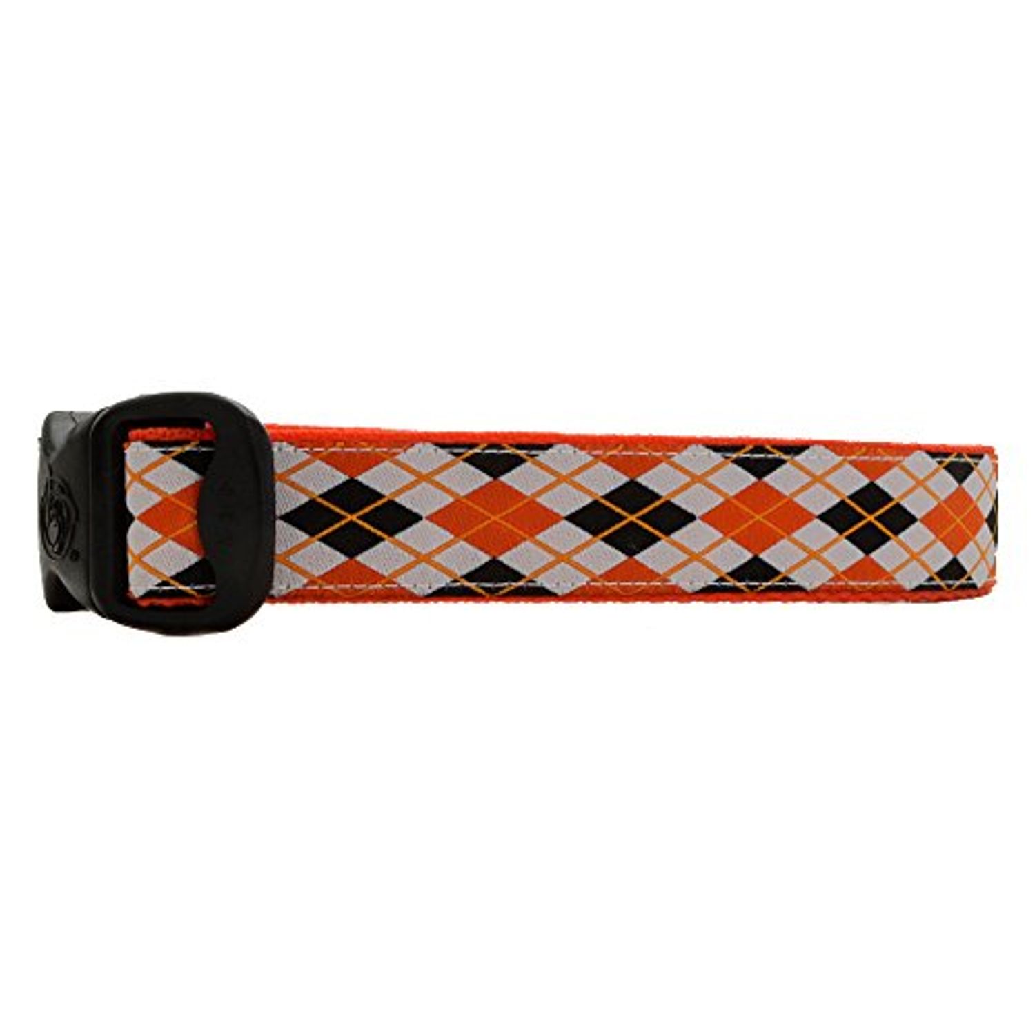 3 Dirty Dawgz Adjustable 1" Argyle Black & Orange Halloween Dog Collars for Medium Large and X-Large Dogs (Medium 1" (14"-22" Neck))