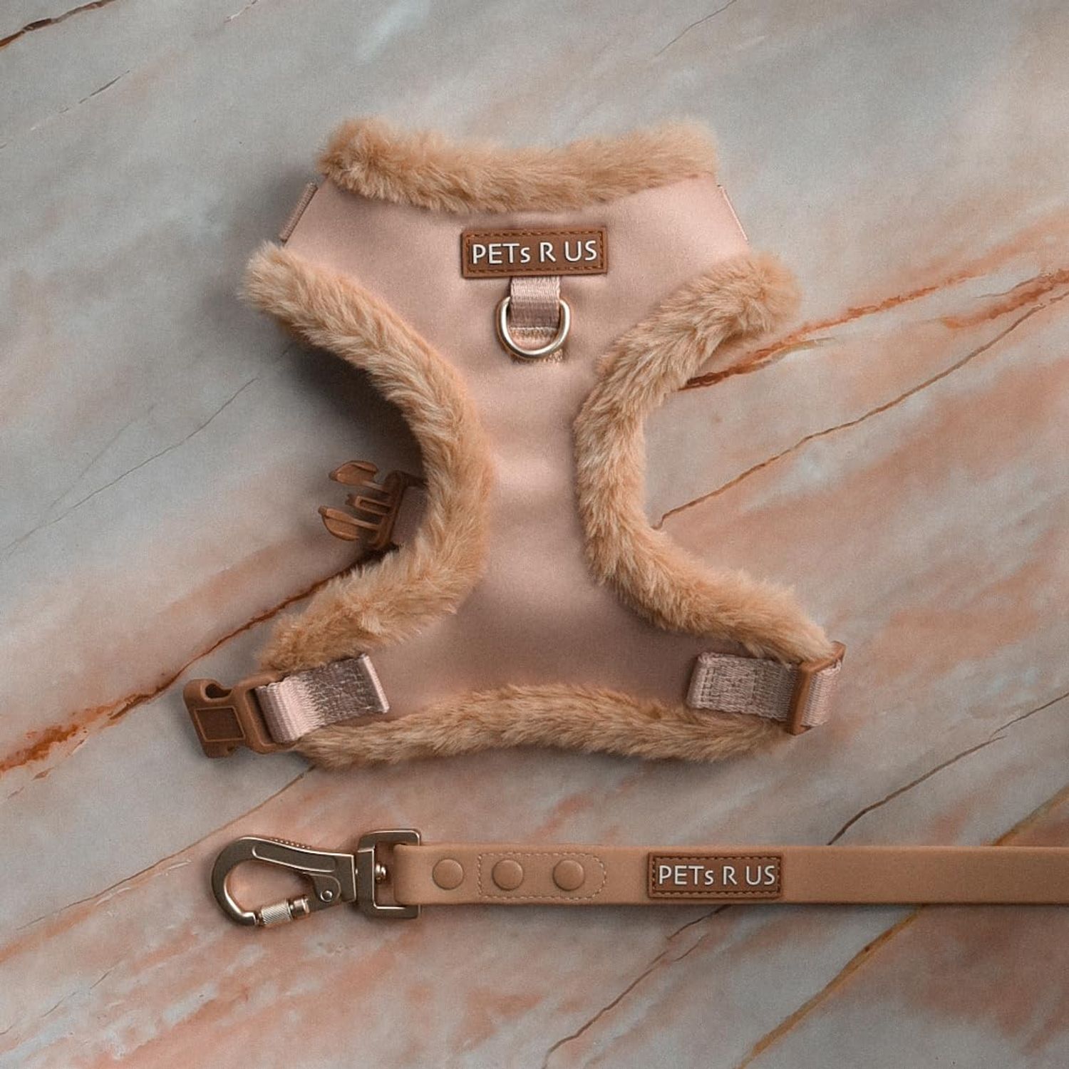 Premium No Pull Adjustable Dog Harness Neoprene Luxury Breathable Lightweight Small Medium Dogs Comfortable Puppy Training Vest 2 Leash Clips Walking & Control (Beige Fur Trim, S)
