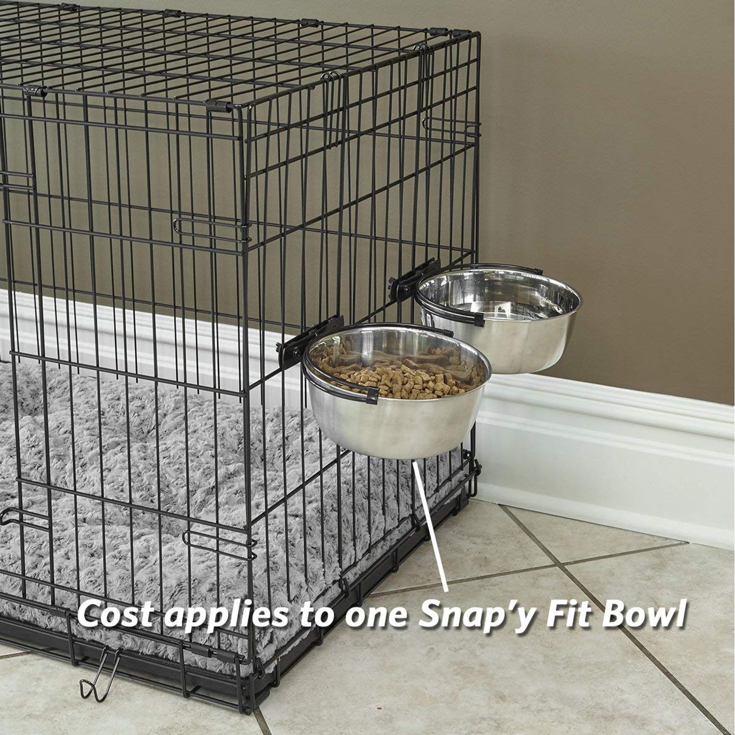 MidWest Homes for Pets Snap'y Fit Stainless Steel Food Bowl / Pet Bowl, 1 qt. for Dogs & Cats, Silver