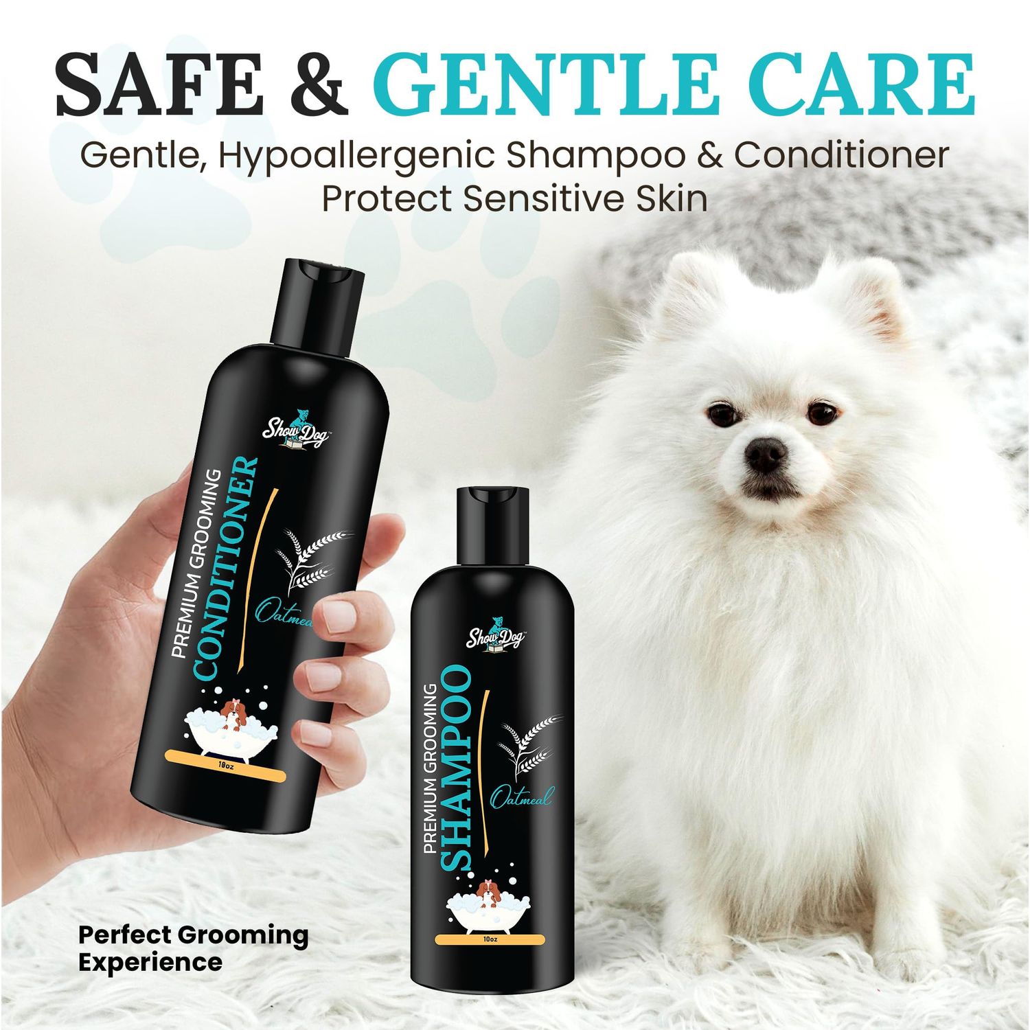 605Products Premium Dog Shampoo & Conditioner - Gentle Formula for Itchy & Sensitive Skin, Puppy Odor Eliminator, Natural Moisturizer (10oz)- Oatmeal