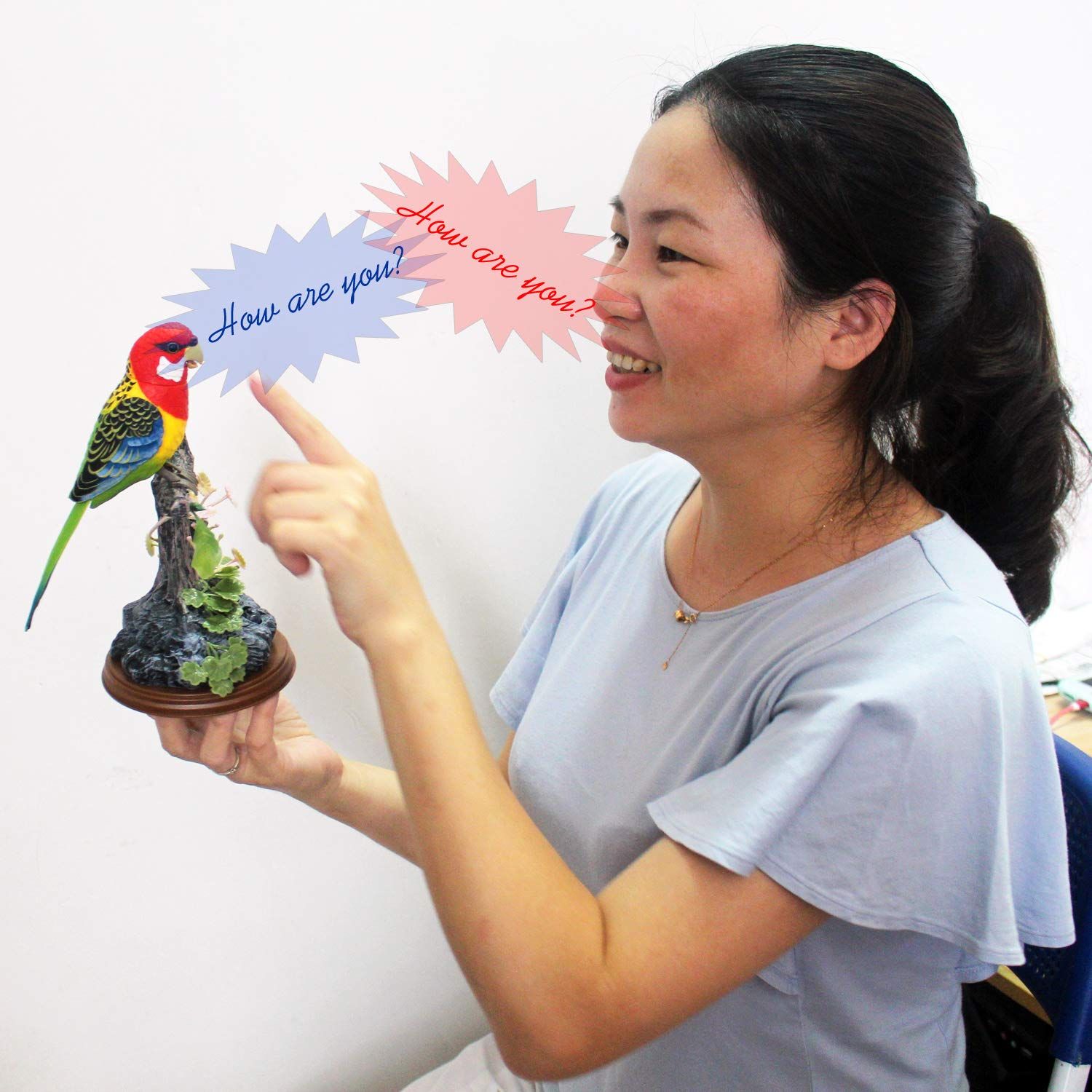 Tipmant Talking Parrots Birds Toys Electronic Animal Pets Office Home Room Decoration Recording Playback Function Kids Birthday Gifts (Single Bird)