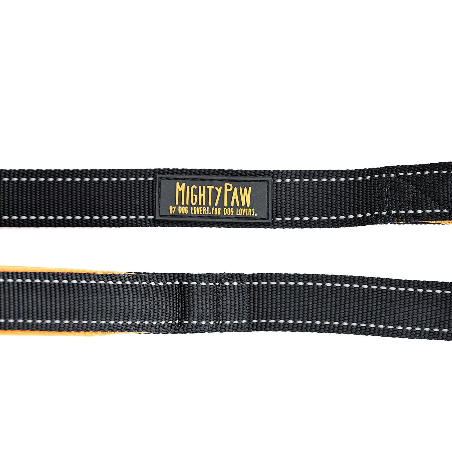 Mighty Paw Dual Handle Dog Leash - Reflective for Night Safety - Padded Leash - Dog Leash with Two Handles - Dog Leash with Carabiner Clip - Traffic Handle Leash - 6 Feet Long Dog Leash (Black/Orange)