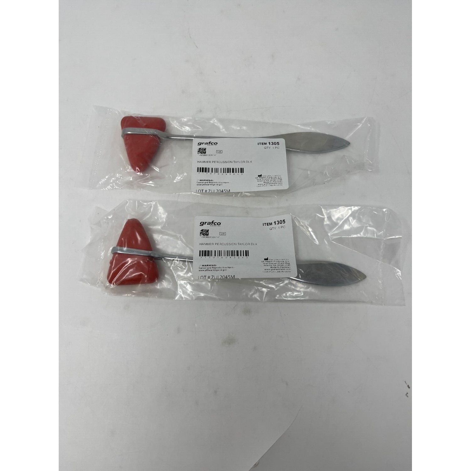 2 Pack GRAFCO 7 1/4" Reflex Taylor Hammer Item 1305 Tomahawk Neurological Hammer