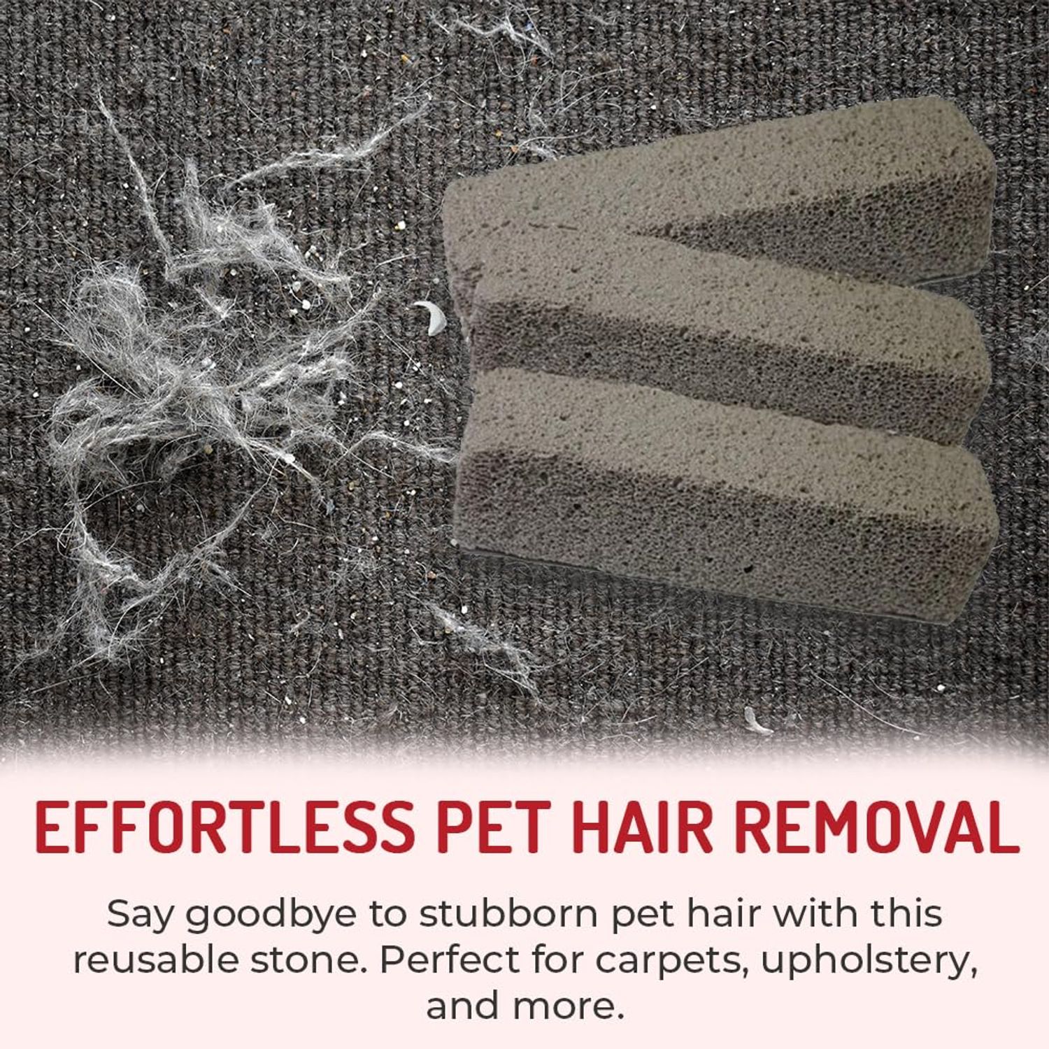 Discount Car Care Products Pet Hair Remover Rock Removes Dog Hair or Cat Hair Quick, Easy & Efficient from Carpet & Upholstery (3 Pack)