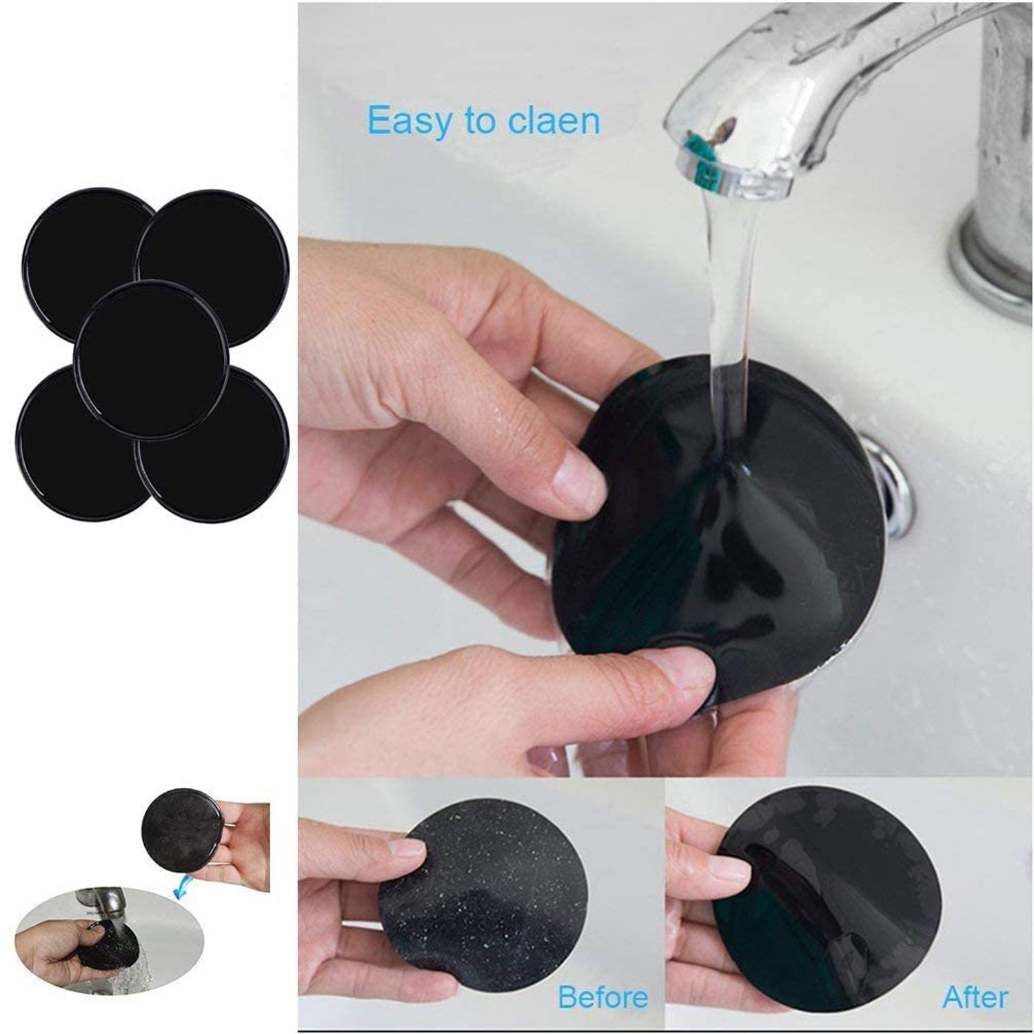 FMELAH Sticky Gel Pads Multi Function Removable Anti Slip Gel Pad Magic Gel Mat Stick on Car Dashboard Glass Mirrors Metal Tile Walls Kitchen Stand Recipe Holder Non-Slip Rug Pet Bowl Mat Pad
