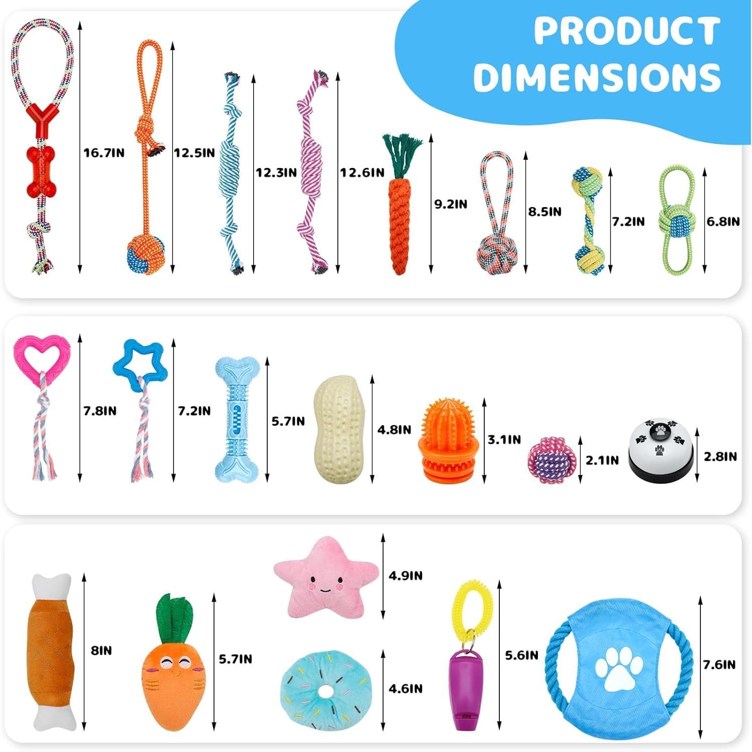 Aignis Puppy Chew Toys for Teething, 26 Pack Dog Chew Toys Puppy Teething Toys, Interactive Dog Rope Toys with Bin, Dog Toys for Small & Medium Dogs