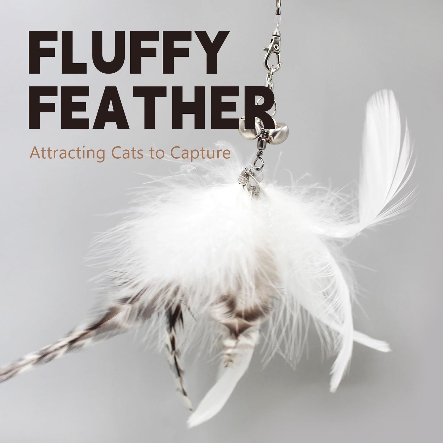 SONGWAY Cat Wand Toys for Indoor Cats - Cat Feather Toys with Retractable Cat Stick and 6 PCS Fairy Cat Teaser Toy Refills, Butterfly Tassel Plush Cat Toys Interactive, Black