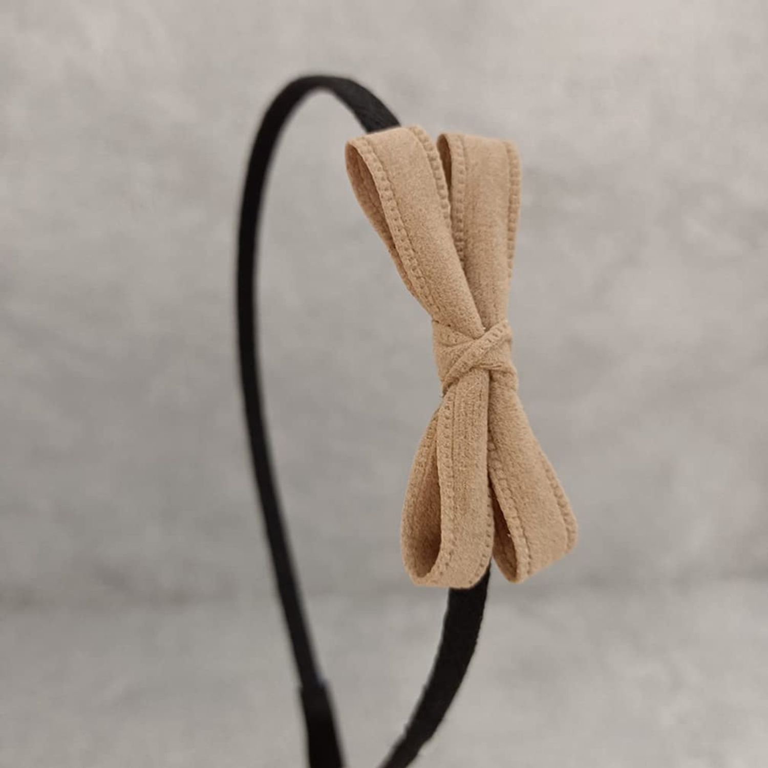 Khaki Small Bow Thin Hair Hoop for Women Girl Party Festival Headband Hair Accessories