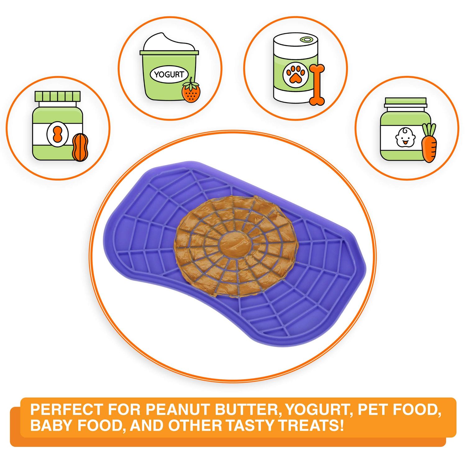 Neater Pets - Neat-LIK - Slow Feeding Pad for Dogs & Cats - Puzzle Toys Provide Boredom & Anxiety Relief - Fill Licking Pad with Healthy Treats & Food (Purple)