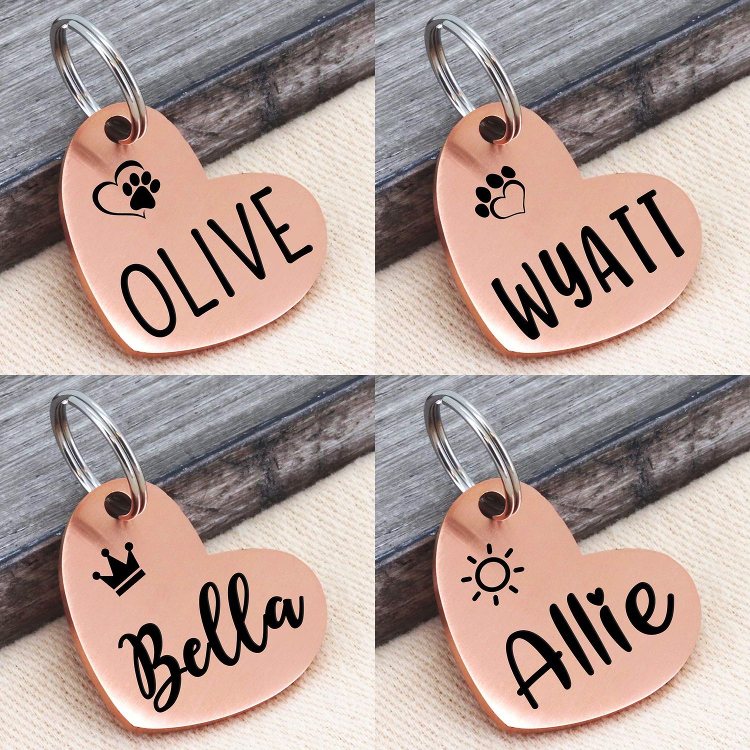 Ultra Joys Dog Tag, Custom Dog Tag, Personalized Pet ID Tag Brushed Stainless Steel Heart Dog Tag Rose Gold Small