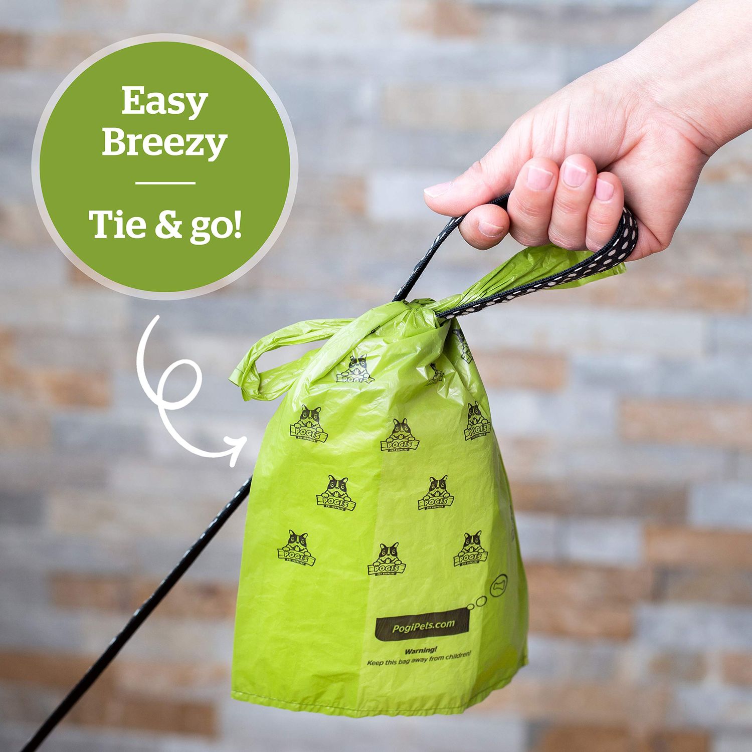 Pogi's Dog Poop Bags with Easy-Tie Handles - 300 Doggy Leak-Proof, Ultra Thick, Scented Poop Bags for Dogs, Cat