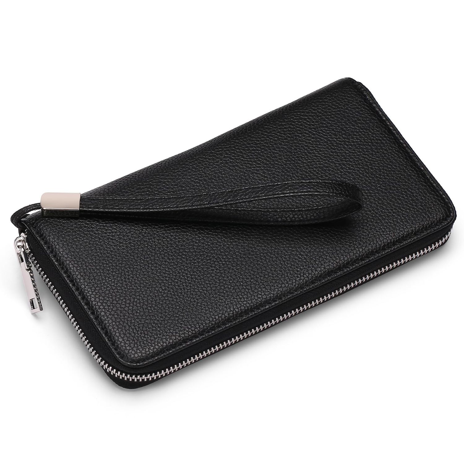 GOIACII Womens Wallet RFID Blocking Leather Zip Around Wallet Large Capacity Long Purse Credit Card Clutch Wristlet