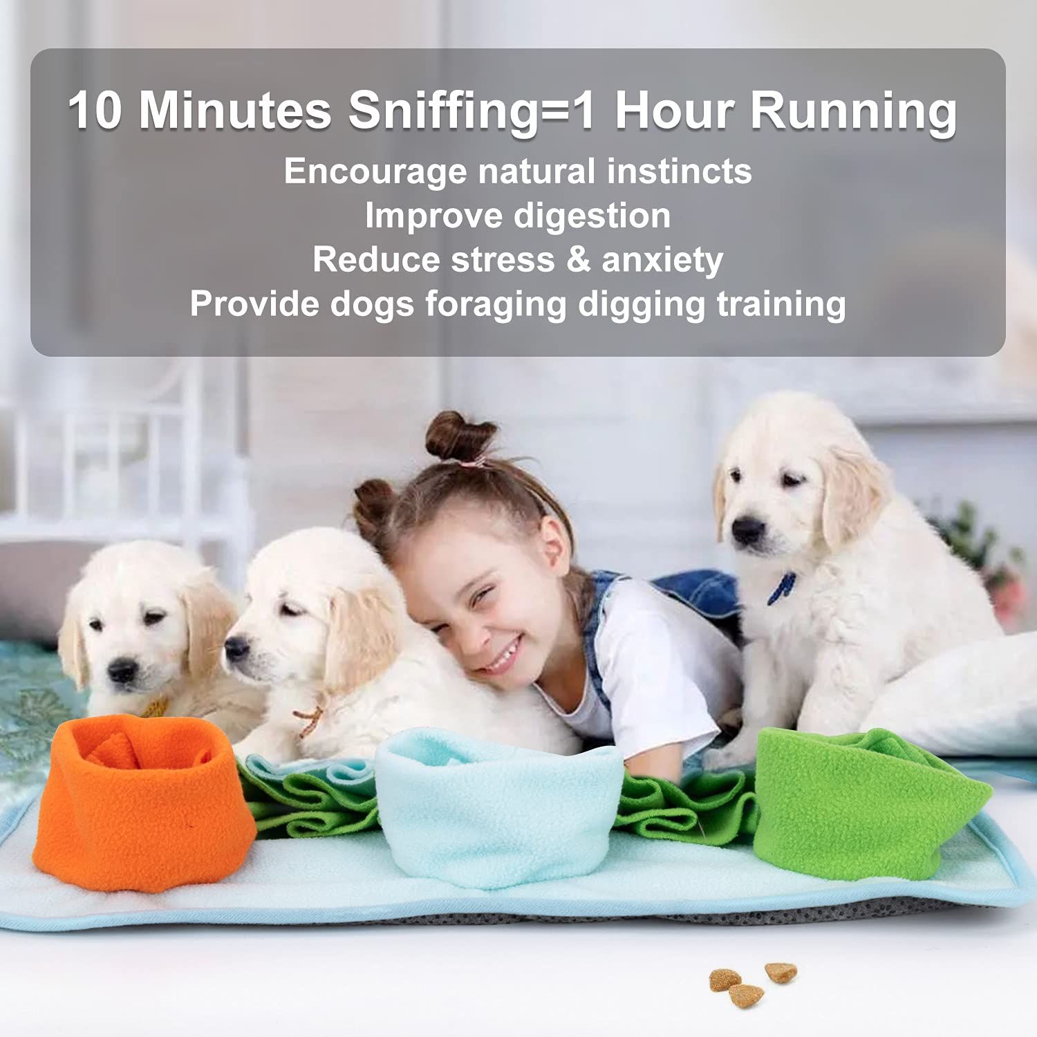 TWOPER Snuffle Mat for Dog Puzzle Toys Interactive Pet Food Mat Cat Feeding with Fixing Handle Brain Stimulating Hand and Machine Washable Perfect for Any Breed