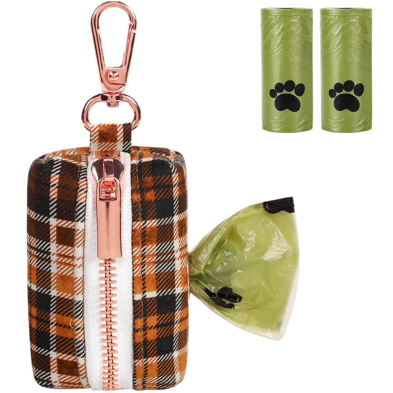 Lionet Paws Cute Dog Poop Bag Holder with Dog Poop Bag for Leash, Cotton Dog Bag Dispenser, Matching Dog Collar