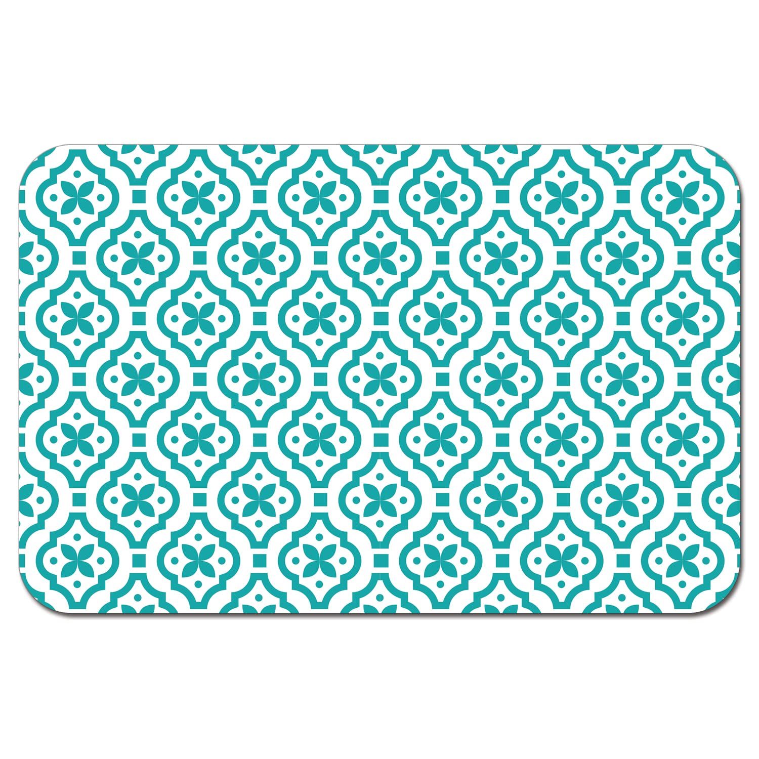 CounterArt Fleur Easy Care Waterproof Pet Placemat 17.13” x 11.25” Made in The USA of BPA Free Plastic, Safe for Pets, Protects Floors from Cat & Dog Bowls