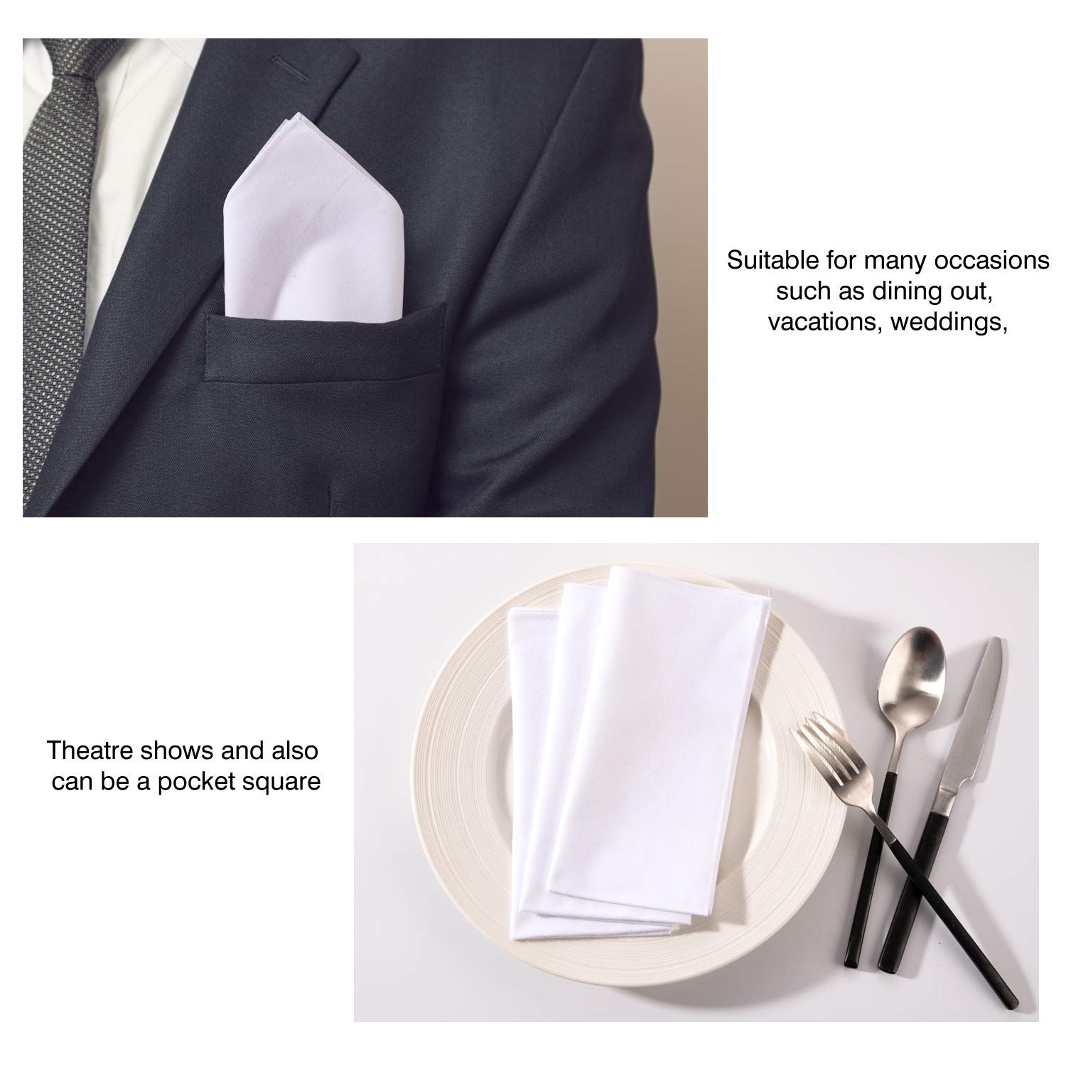 Deviegath Men's Handkerchiefs 18 Pack 100% White Cotton Solid White Hankie