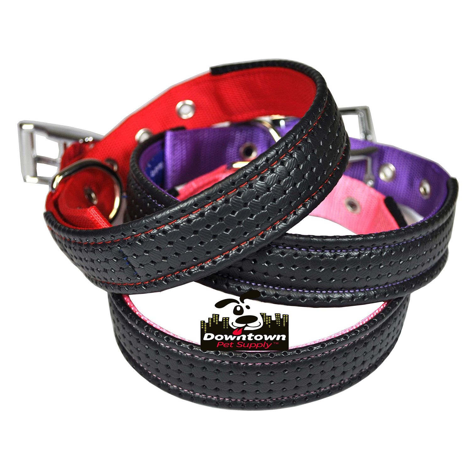 Downtown Pet Supply Deluxe Dog Collar - Padded Adjustable Dog Collar with Metal Buckle & D-ring - Machine Washable & Water Resistant Thick Dog Collar - Blue - S - Small Dog Collar