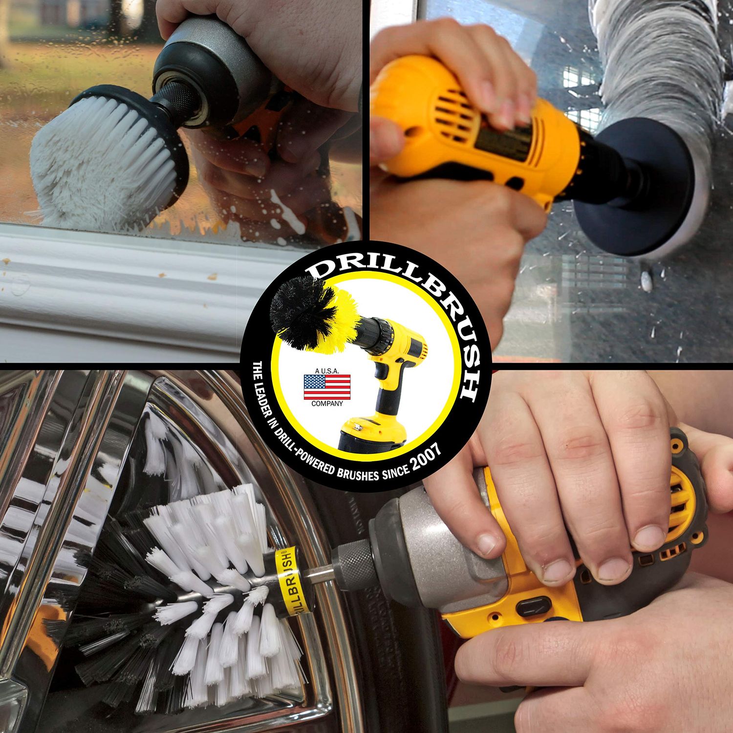 Drill Brush Power Scrubber by Useful Products - Carpet Cleaner - Carpet Shampooer Machine - Car Detailing Kit - Glass Cleaner - Window Cleaner - Pet Hair Remover - Car Cleaning - Soft Scrub Brush