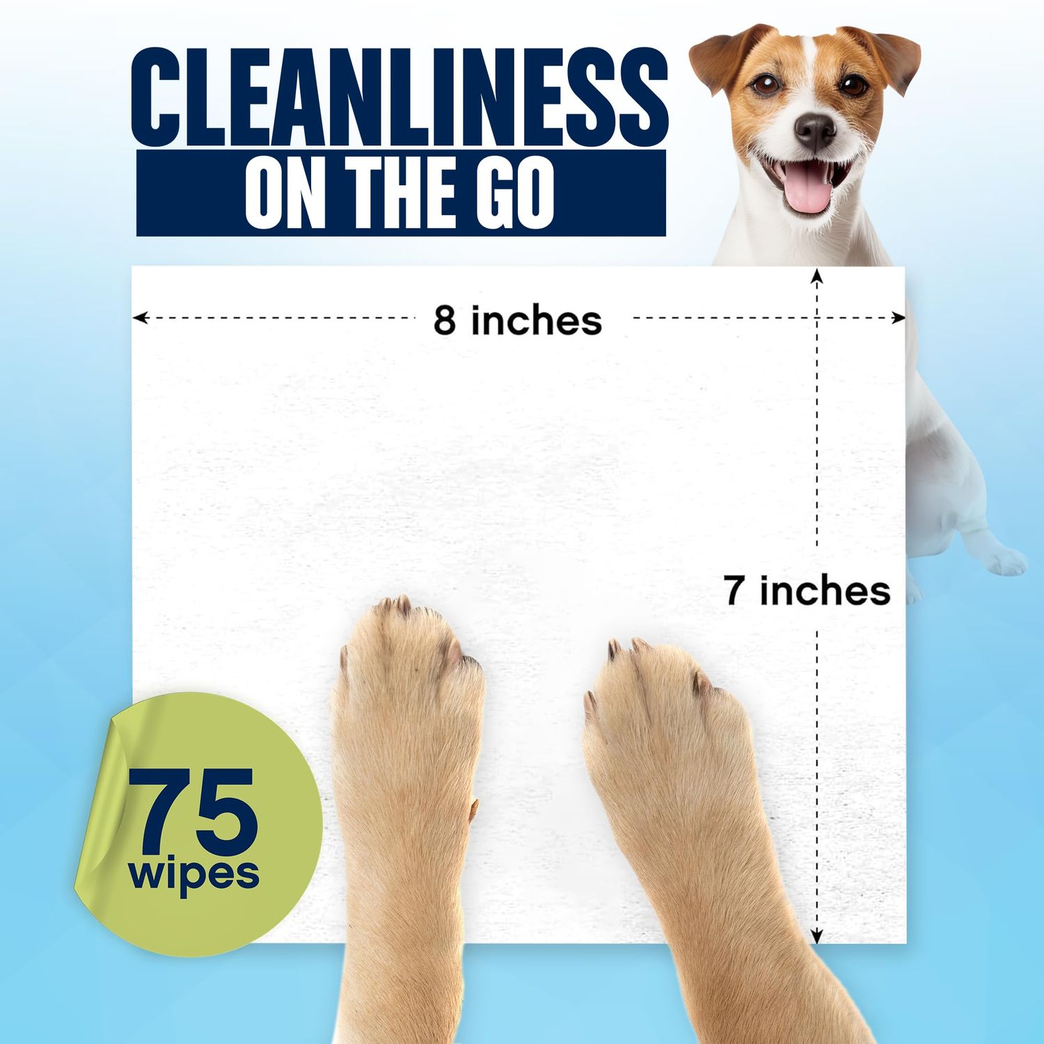 Odorable Dog Grooming Wipes - 75 Fragrance-Free Cleaning Wipes for Dogs & Puppies - Advanced Odor Neutralization for Paws, Body & Butt - Safe & Gentle for Pets, Alcohol-Free Pet Care