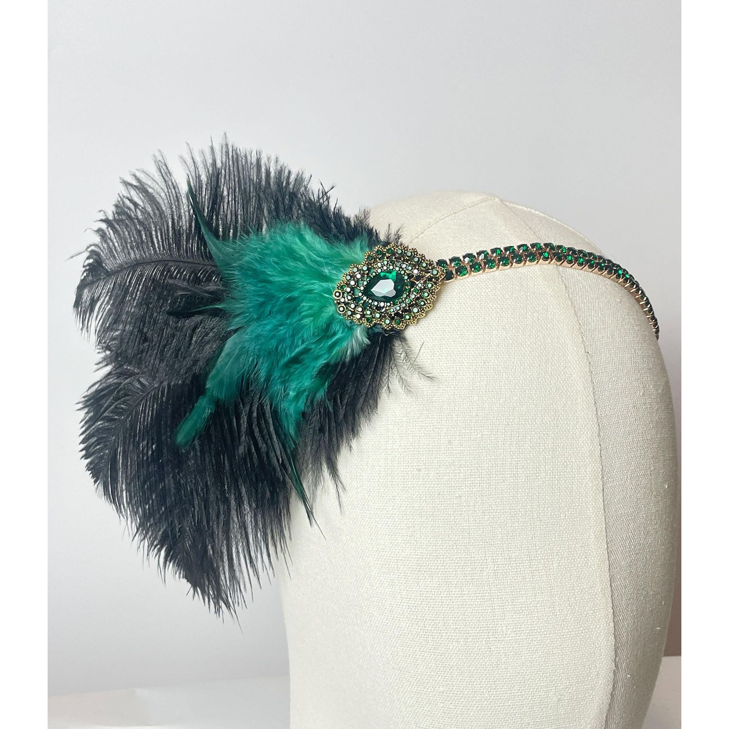 changyexi Women’s 1920s rhinestone Flapper Headpiece Roaring 20s Great Gatsby Headband Hair Accessory (green, One size)