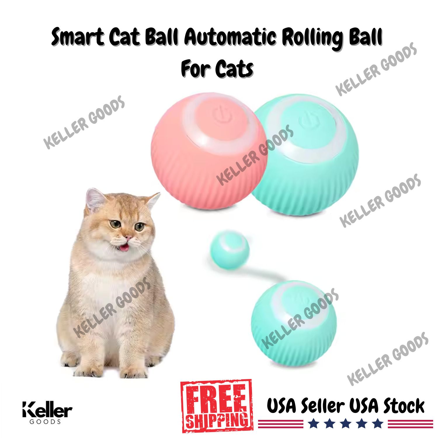 Smart Cats Ball Toys Rolling Ball Interactive Cat Toy Electric (1Pcs)(PINK) New