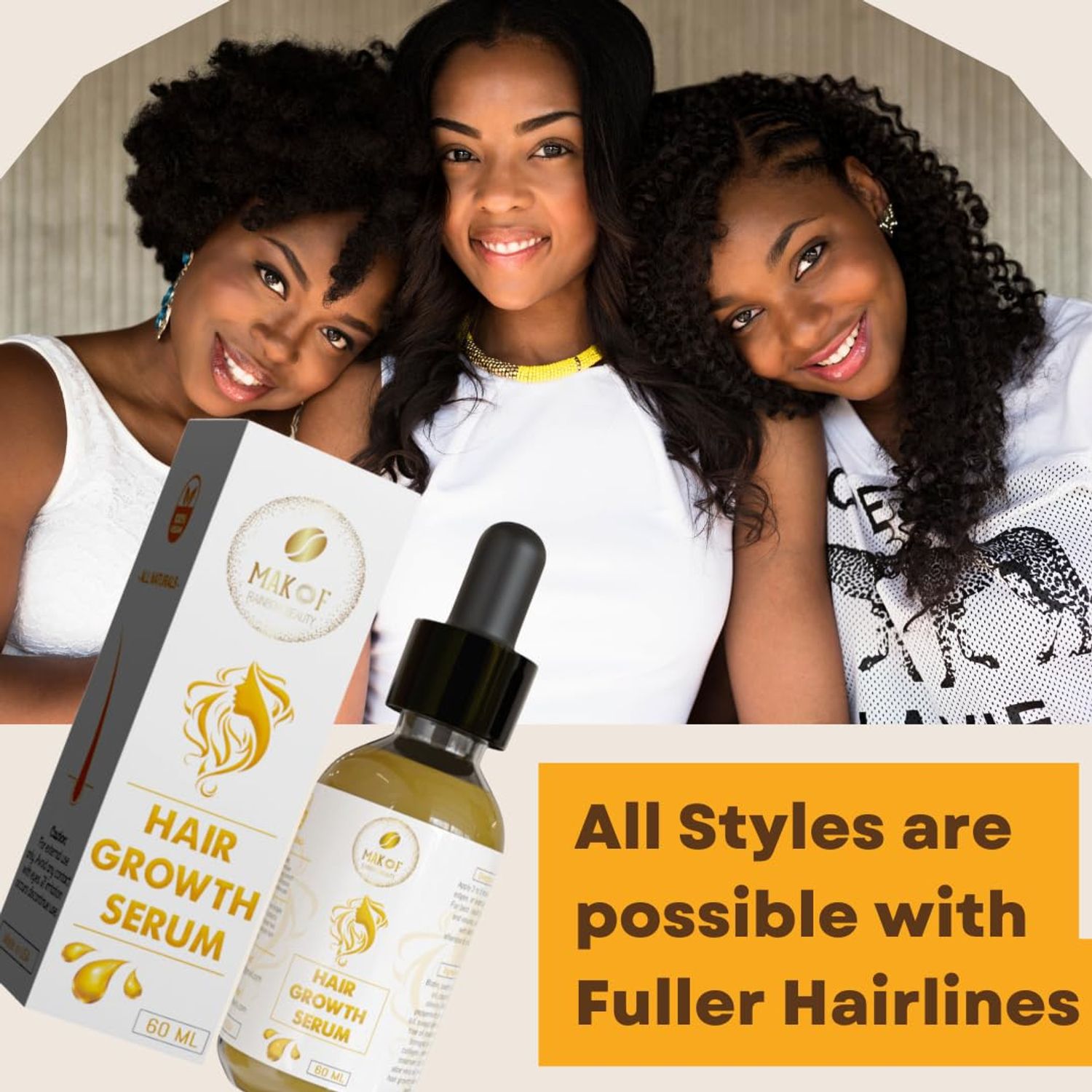 Edges Growth Serum. Great for loss of edges, edges loss from tight braids, wigs and glue. Formulated with naturals oils to regrow hair line, Increase Hair Density around edges. over 52 herbs & oils.