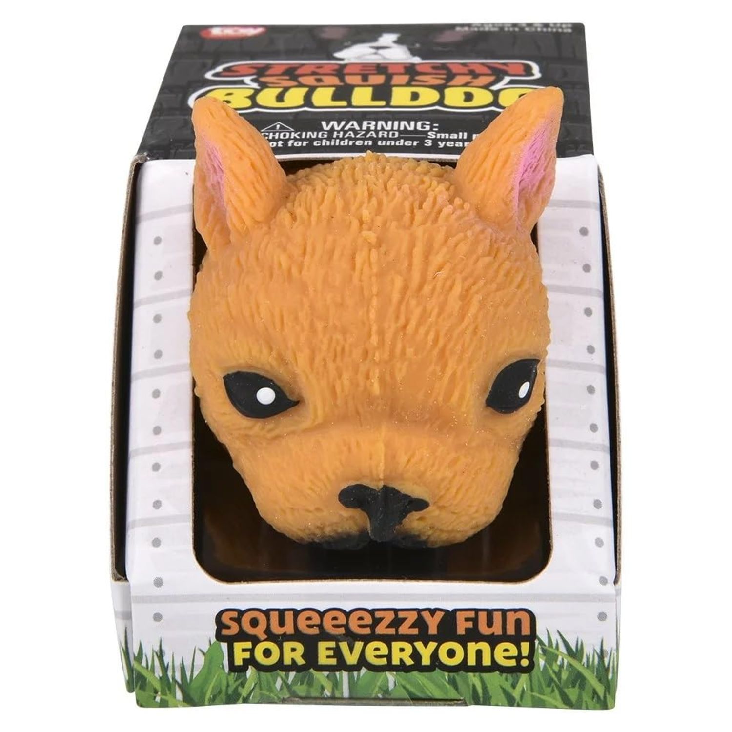 Squishy Stretchy Bulldog (2.5" to 6.5") Rubber Fidget Sensory Toy Filled with Sand. Great Stress Relief Dog Toy for Kids, Adults and Pets. (2 Bulldogs - Tan & Brown Color)