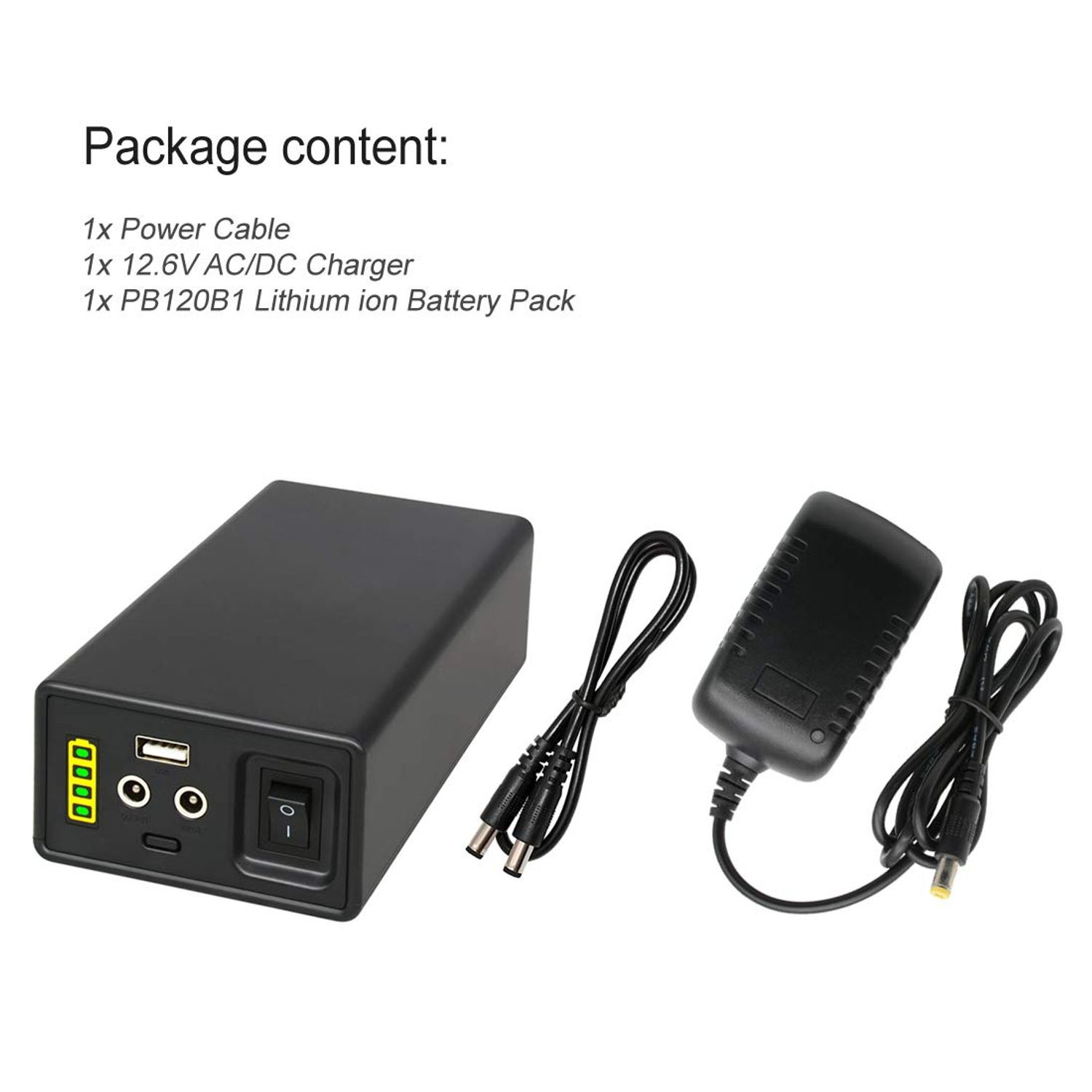 Talentcell 12V Lithium ion Battery PB120B1, Rechargeable 38400mAh 142.08Wh Li-ion Battery Pack with DC 12V and 5V USB Output for LED Light Strip, CCTV Camera, Mobile and More