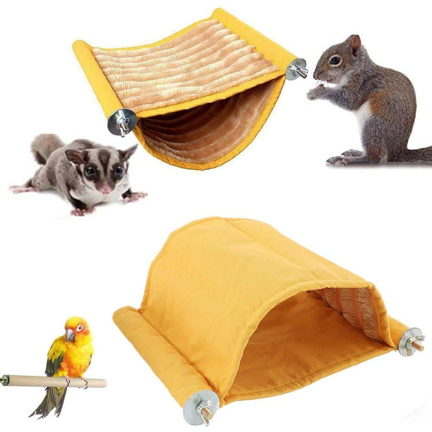 Warm Hamster Hammock House Mouse Rat Hanging Swing Bed Guinea Pig Cage Bedding Small Pet Animal Double Layer Cage Tent Hut Nest for Winter Mouse Rat Hamster Play Sleep