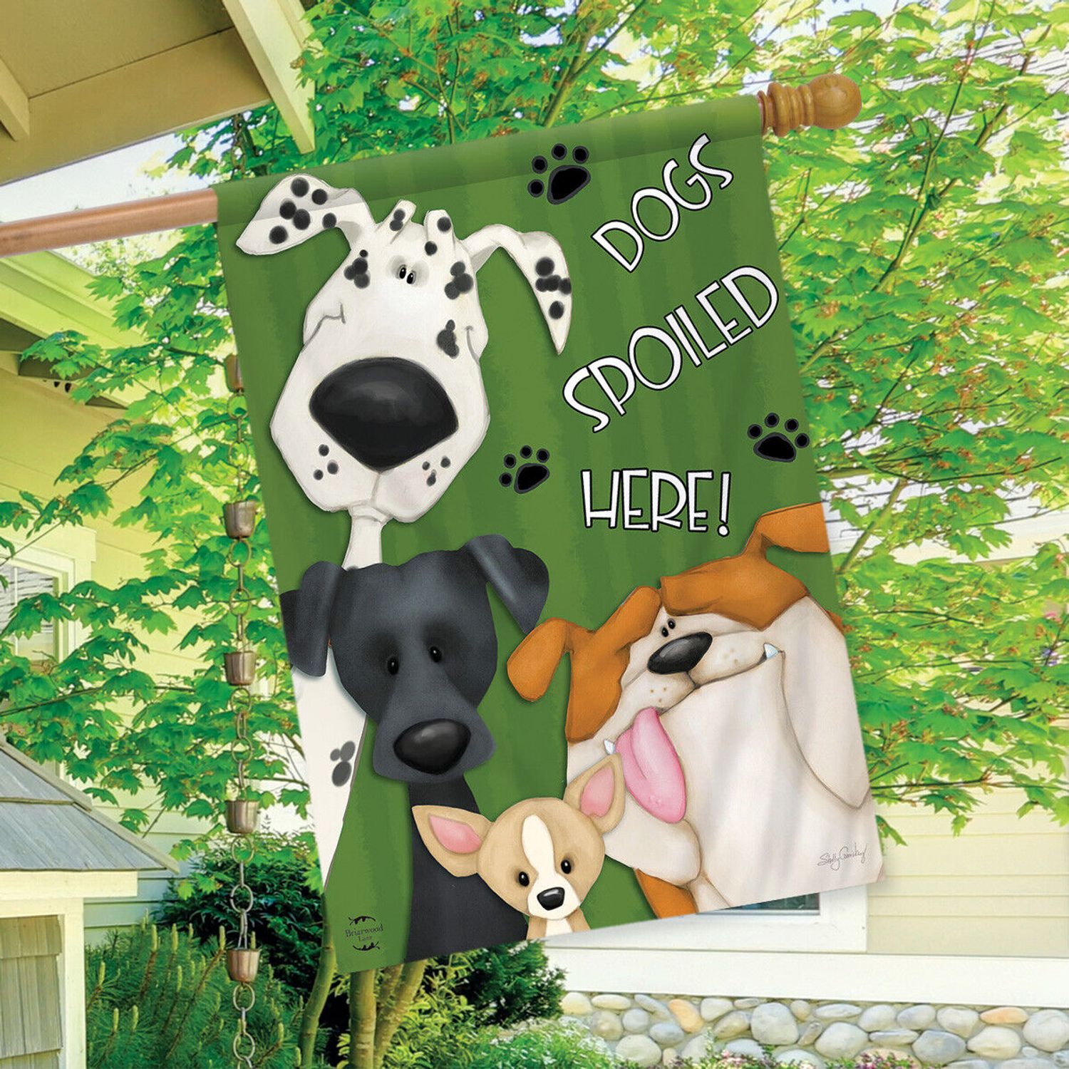Spoiled Dogs House Flag Pets Bulldog Dalmation 28" x 40" Briarwood Lane
