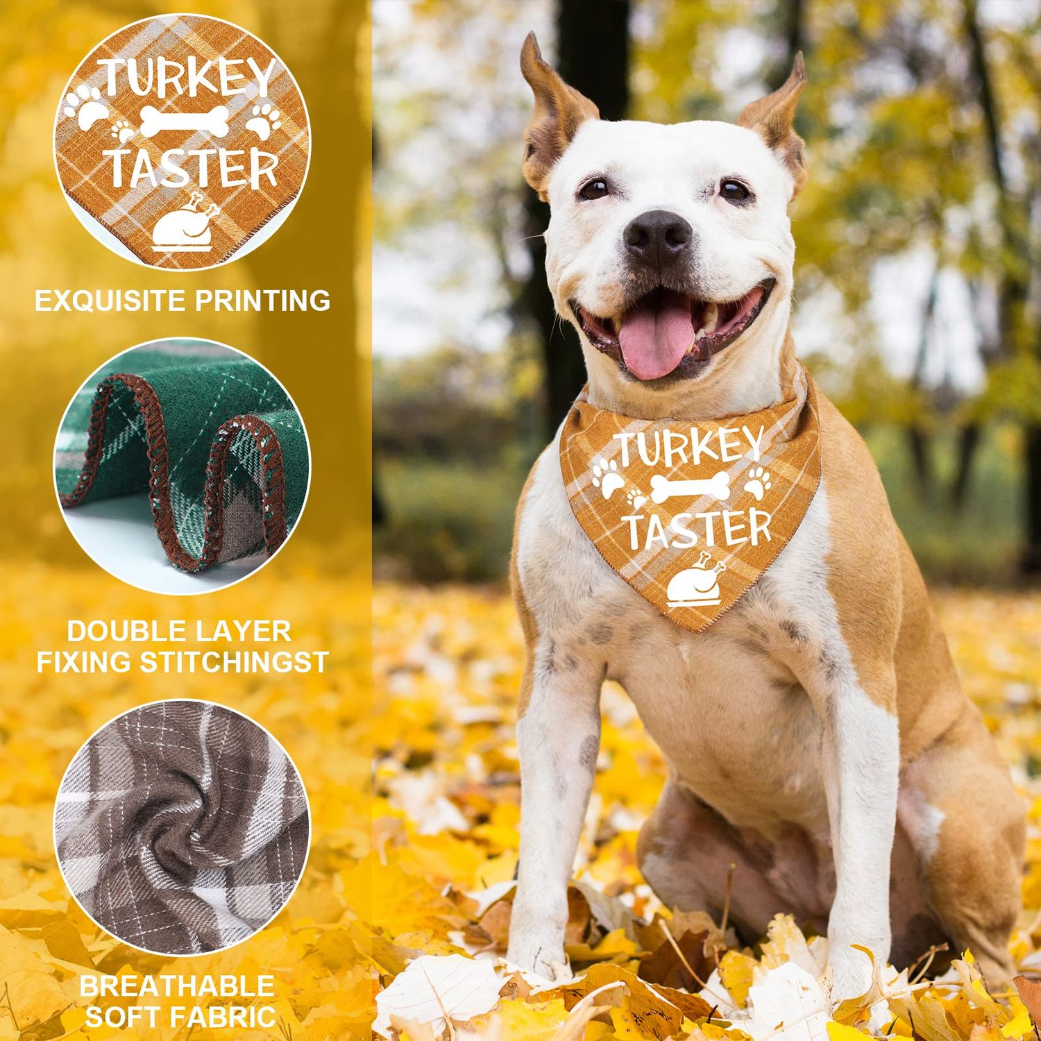 3 Pack Thanksgivng Dog Bandana, Fall Classic Plaid Halloween Christmas Xmas Holiday Dog Bandanas Scarf Triangle Bibs Kerchief Gift Set Pet Accessories Decoration for Small Medium Large Dogs Cats Pets