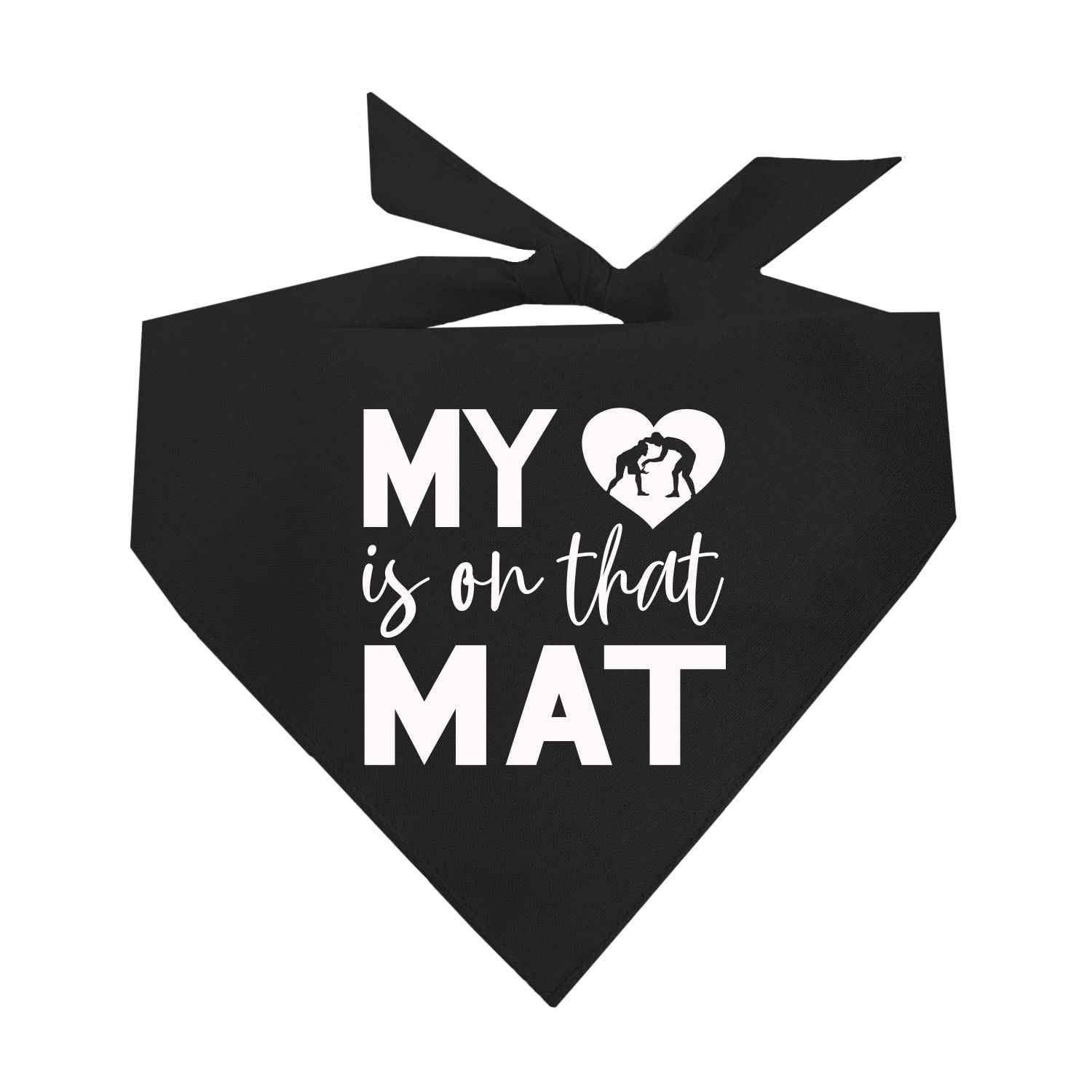 My Heart is On That Mat Wrestling Dog Bandana (1047 Black, X-Small)