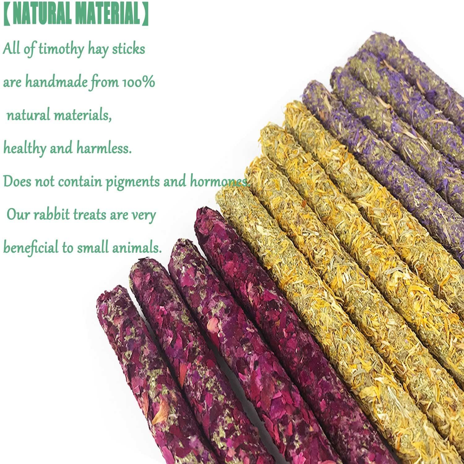 Rabbit Chew Toys 40pcs Timothy Hay Sticks About 14oz/400g Hamster Molar Snacks Handmade are Perfect Food Accessories for Bunny Guinea Pigs Rats Chinchillas Gerbils