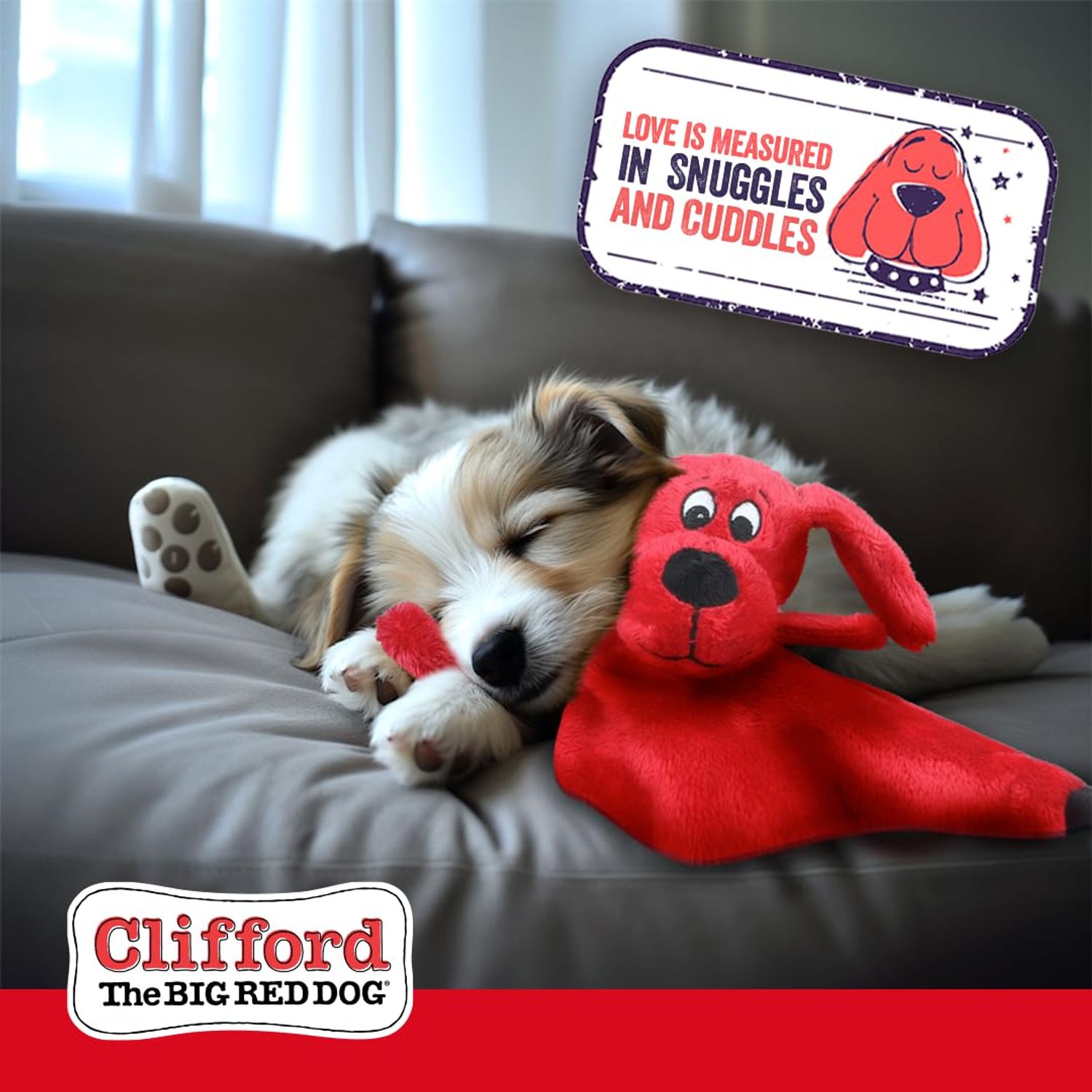 Clifford® Lil' Napper 9.5" Plush Dog Toy for Puppies | Soft, Cuddly Puppy Toys to Keep Them Busy | Squeaker, Crinkles, Cozy and Durable