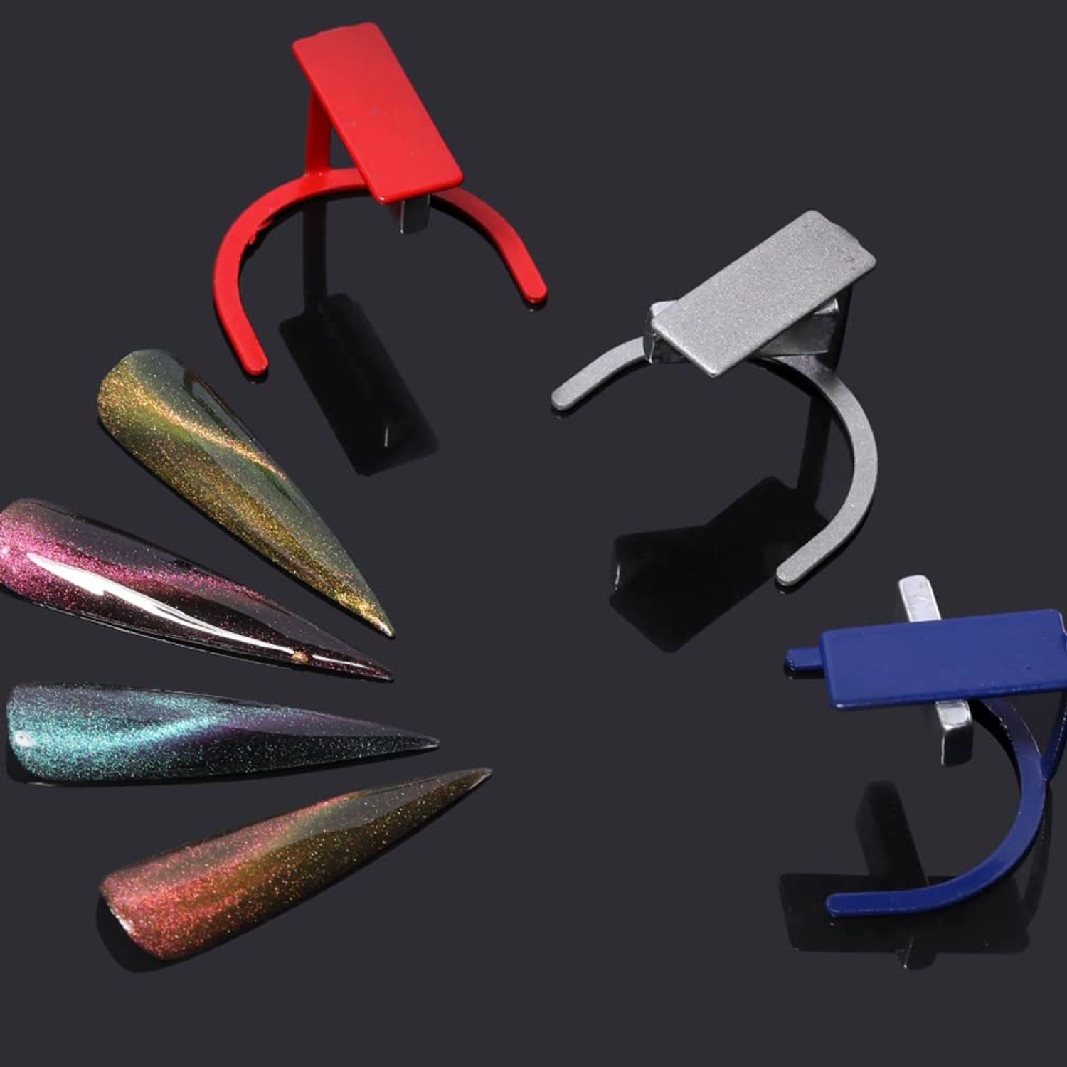 3 Pcs Magnet Stand for 3D Magnetic Cat Eye Gel Nail Polish Hand Free Nail Art Manicure Tool, Random Color