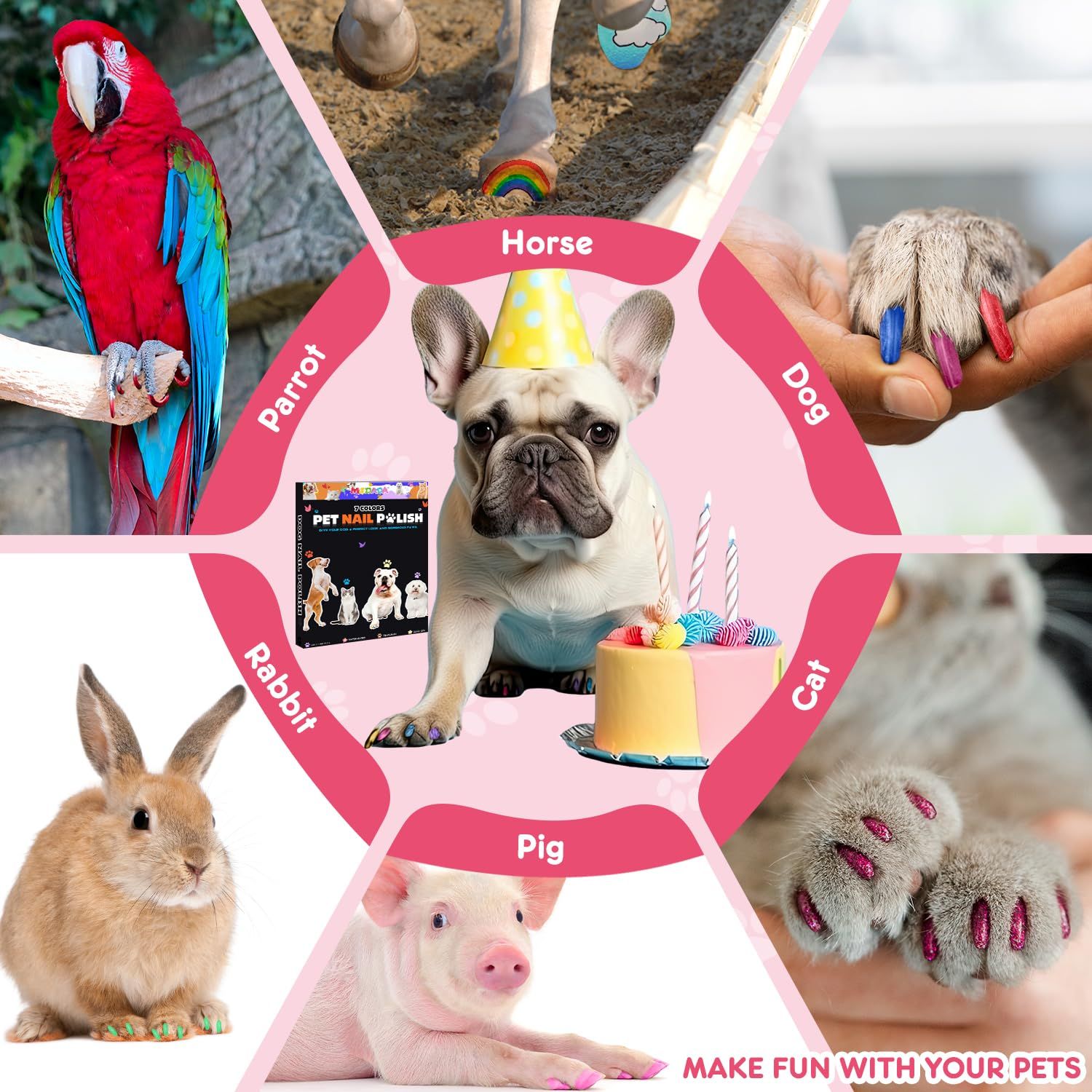 Dog Nail Polish Pens Quick Dry - 7 Colors Pet Nail Polish Set for Dogs, Dog Safe Easy Application Nail Polish Pens for Dog Nail Art, Fast Dry Girl Doggy Nail Polish - Great Puppy Nail Pawlish Set