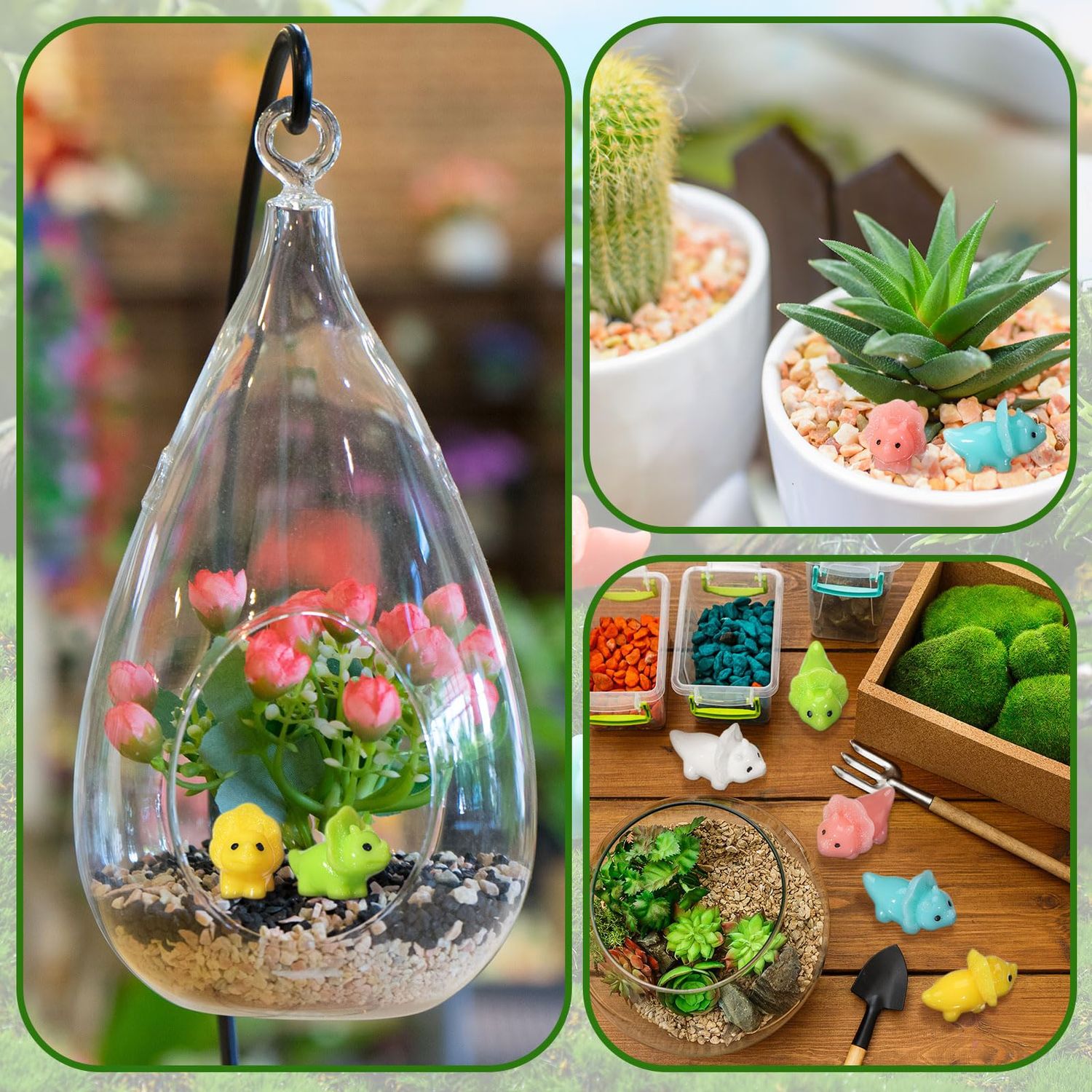 Liliful 48 Pcs Mini Resin Dinosaur Figures Small Dinosaur Tiny Dinosaur for Mini Garden Micro Landscape Aquarium Home Decoration Dinosaur Outdoor Party Favors (Classic)