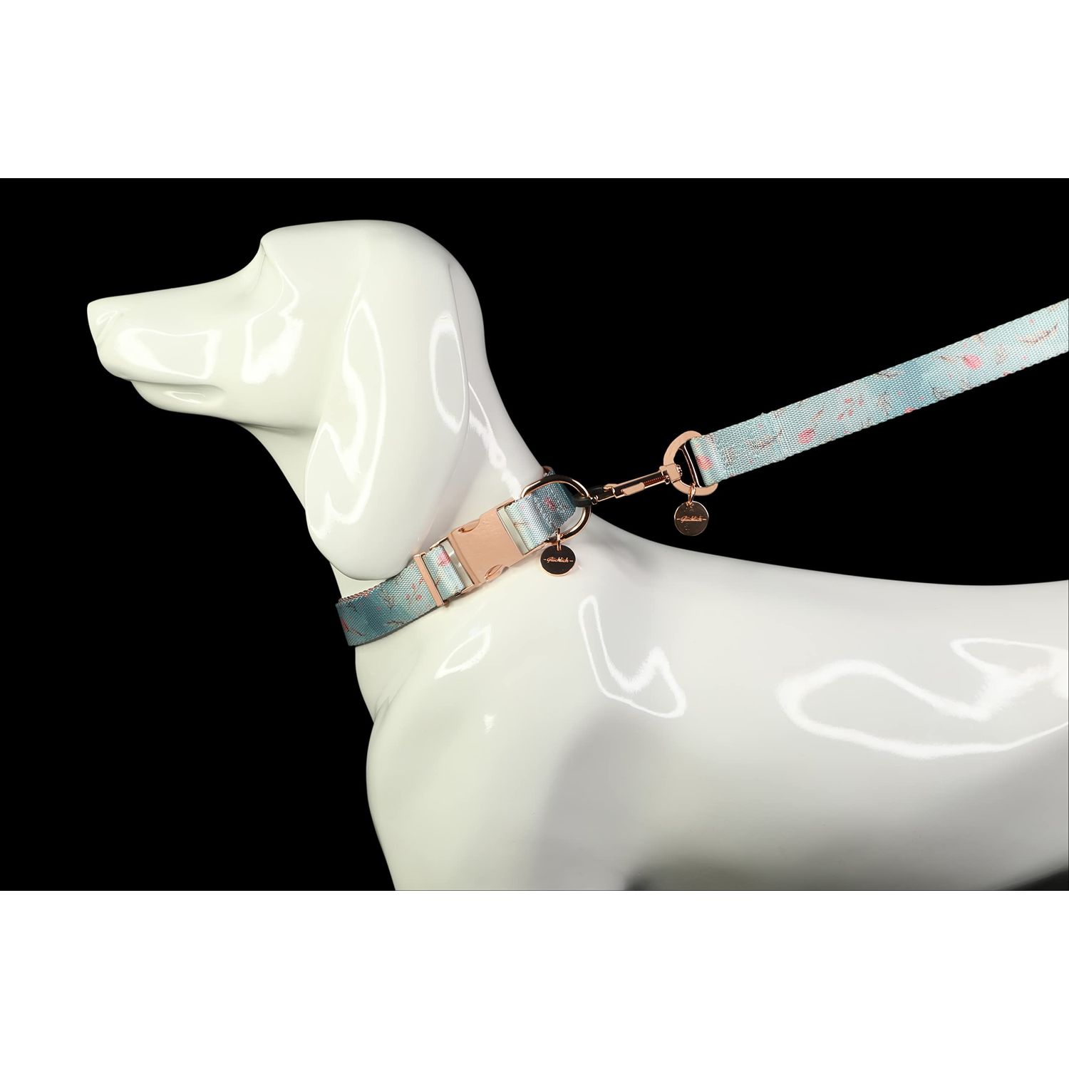 Glucklich Printed Pet Leashes for Walking & Training-with Gold Plated Metal Hook-- Puppy Leash for Small & Medium Dogs with Extra Wide Soft Neoprene Padded Handle… (S, Floral Mist)
