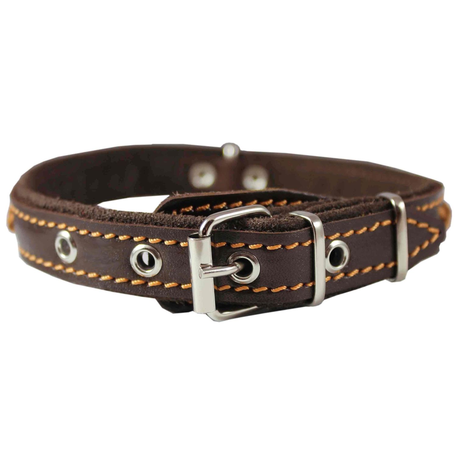 Genuine Leather Braided Dog Collar, Brown 7/8" Wide. Fits 13"-16.5" Neck. Overall Length 18".