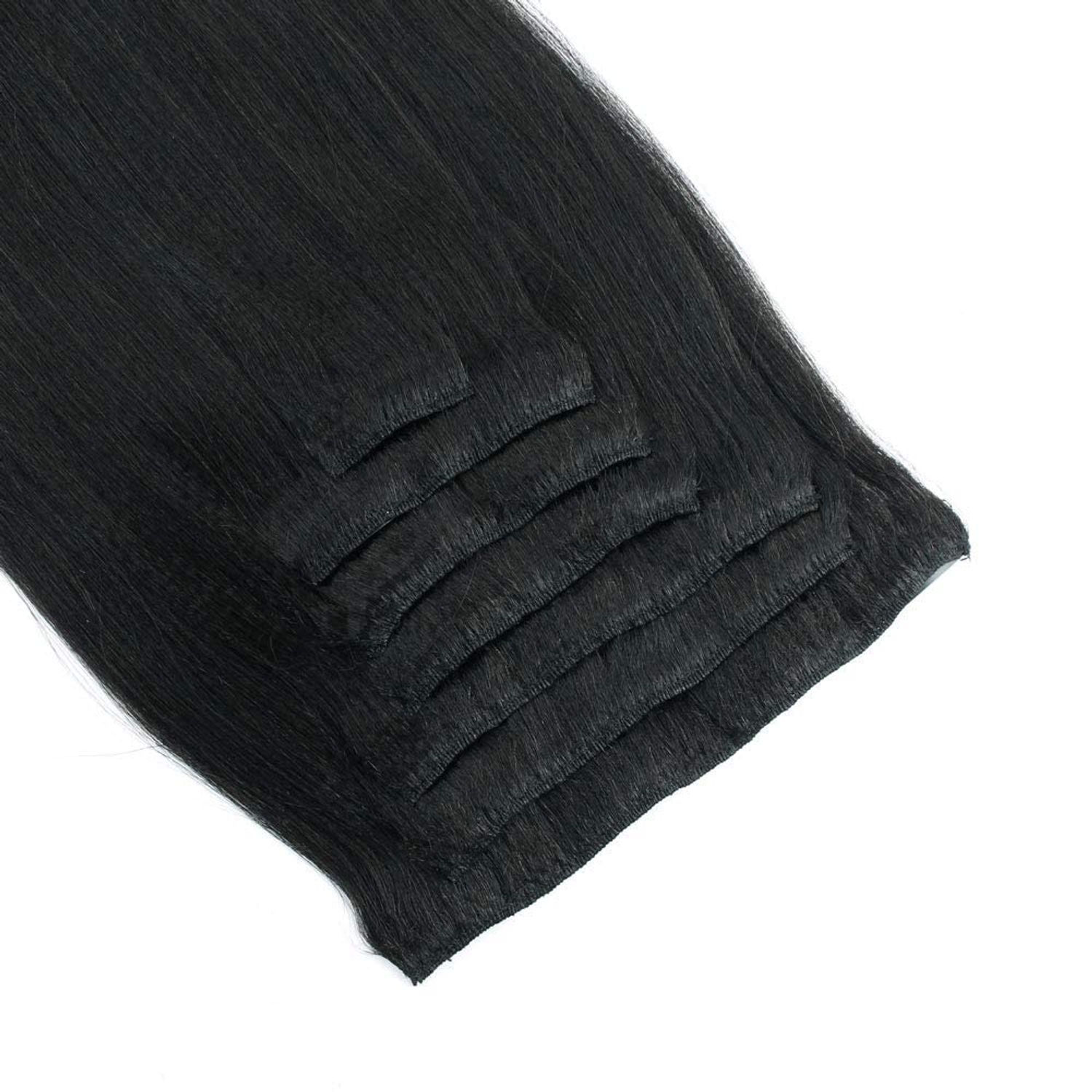 Yaki Straight Clip Ins Black Hair Extensions Clip in Extensions For Black Women Yaki Straight Curly Remy Real Hair Clip in Human Hair Extensions 7PCS/Set 16Inch 120Gram