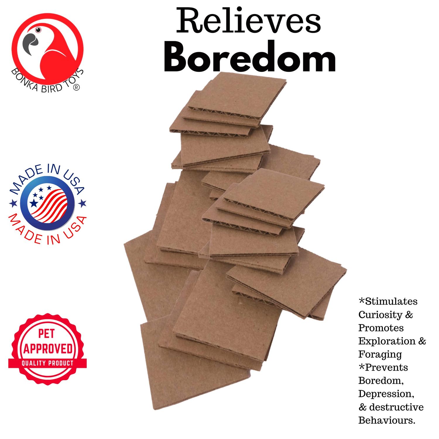Bonka Bird Toys 2465 Pk24 Cardboard Squares Foot Talon Craft Part Bird Toys Conures Amazons Cockatiels and Similar