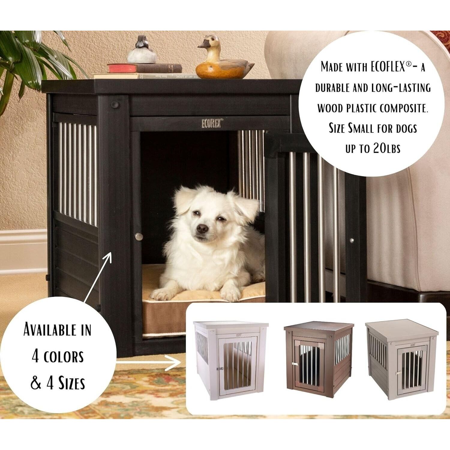 New Age Pet ecoFLEX Pet Crate/End Table, Small, Grey