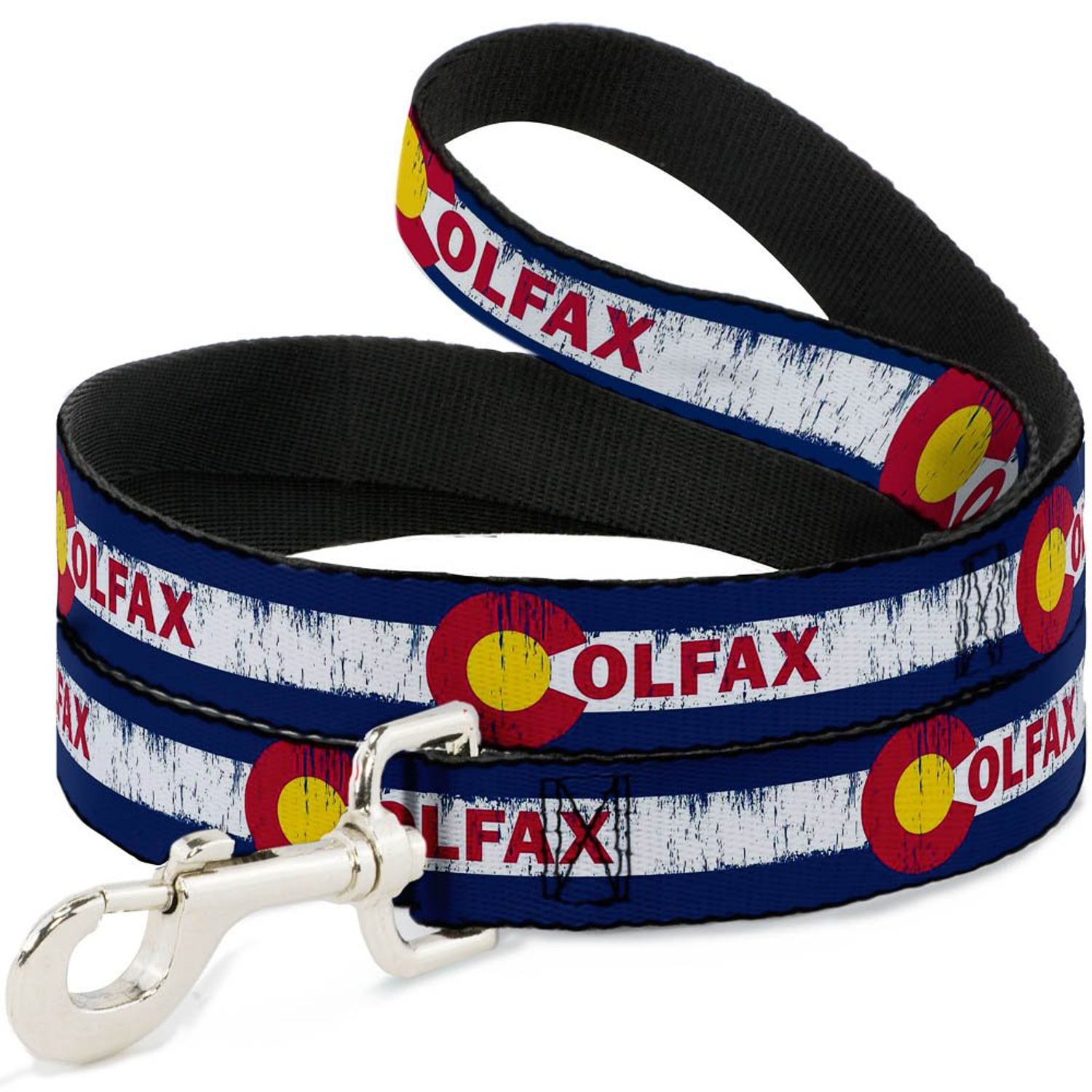 Dog Leash Colfax Colorado Flag Weathered 4 Feet Long 1.0 Inch Wide